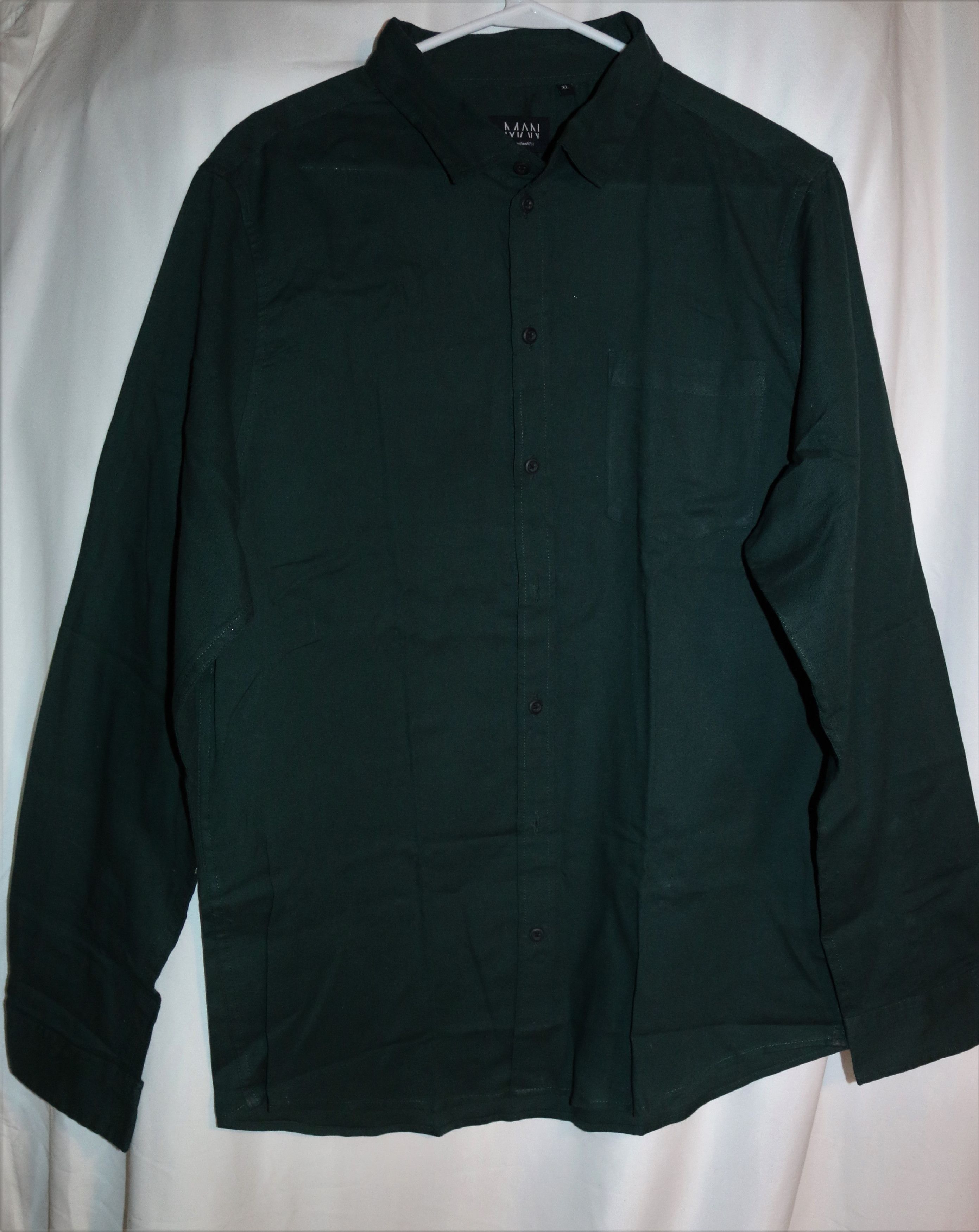 Boohoo Green Button Down Long Sleeve Shirt 100% Cotton Size US XL / EU 56 / 4 - 2 Thumbnail