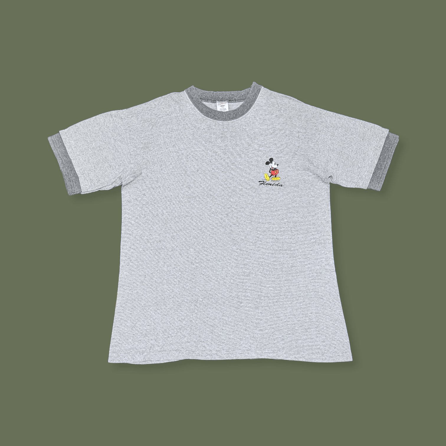 Vintage 90s Mickey Mouse Florida Embroidered Stripe T shirt