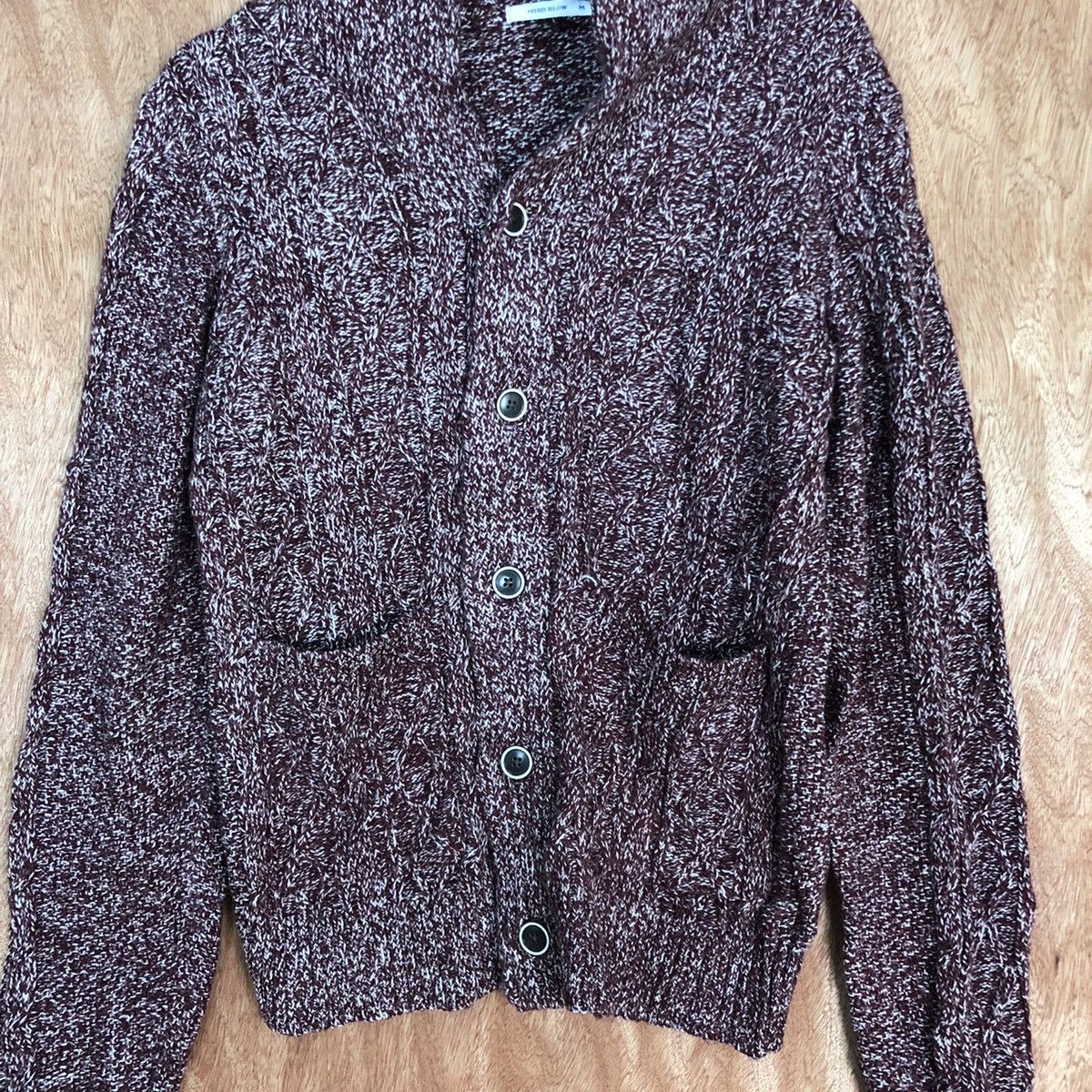 Homespun Knitwear Mind Blow Maroon cardigan japan Knitwear #H240 Size US M / EU 48-50 / 2 - 8 Thumbnail