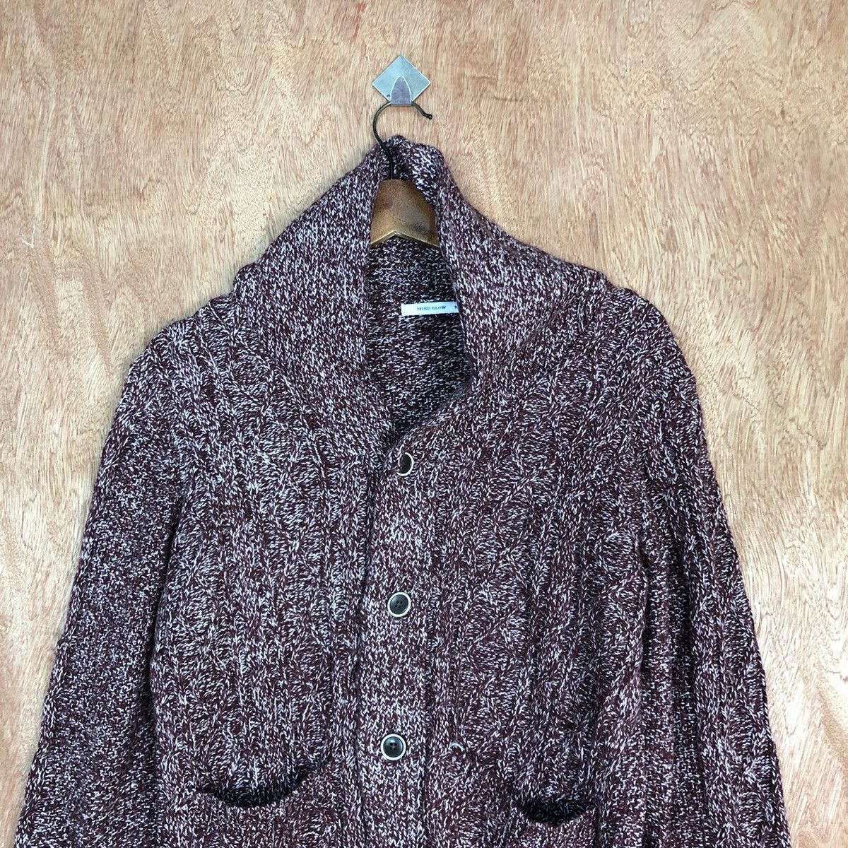Homespun Knitwear Mind Blow Maroon cardigan japan Knitwear #H240 Size US M / EU 48-50 / 2 - 9 Thumbnail