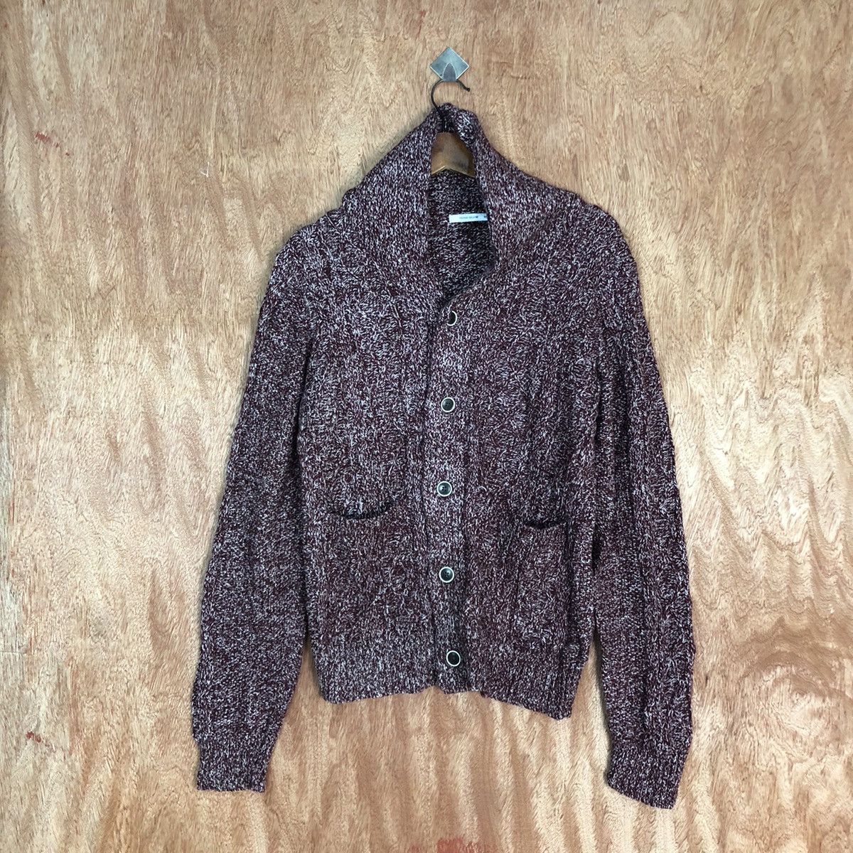 Homespun Knitwear Mind Blow Maroon cardigan japan Knitwear #H240 Size US M / EU 48-50 / 2 - 3 Thumbnail