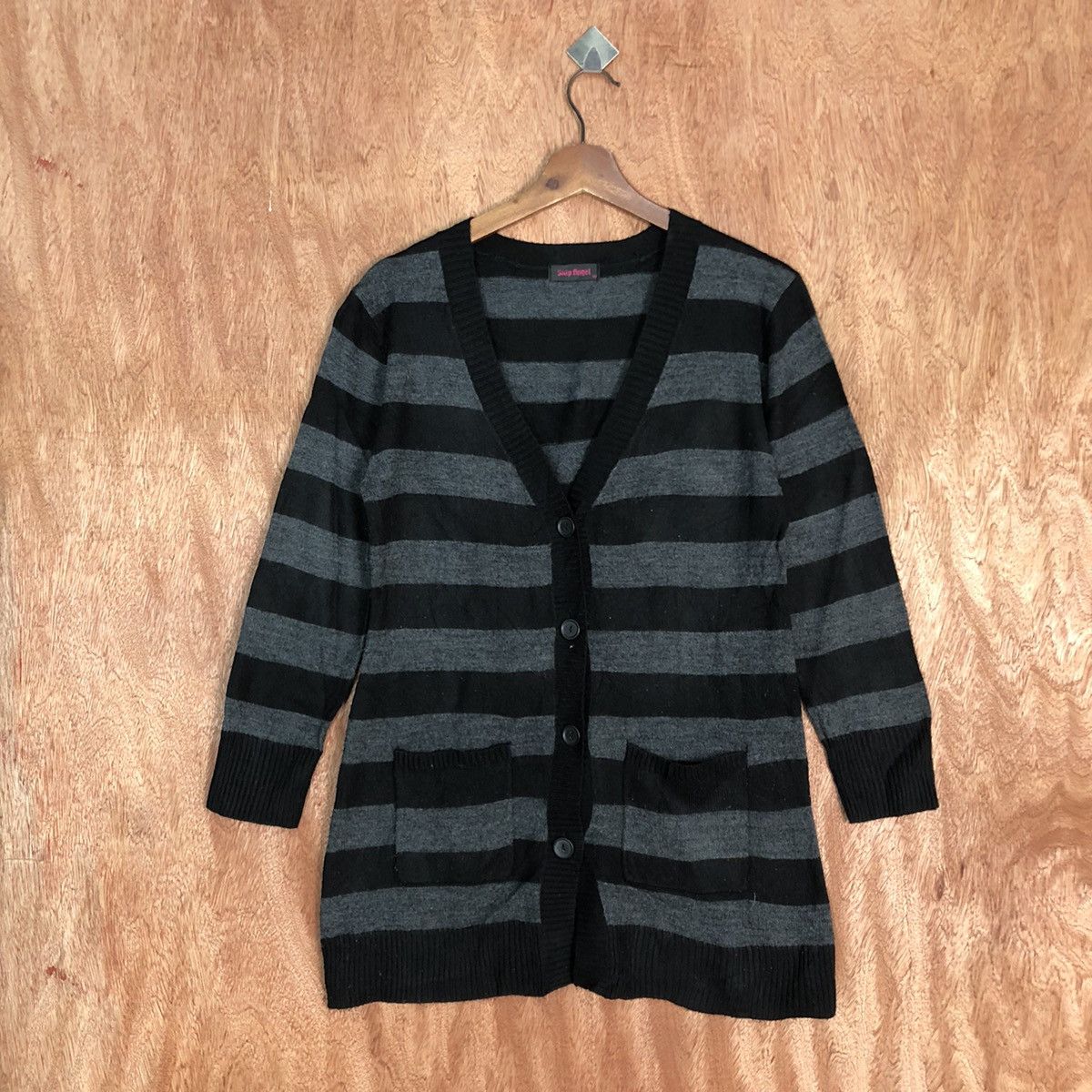 Vintage Skip Angel Black stripe knitwear japan Cardigan #H220 Size US M / EU 48-50 / 2 - 1 Thumbnail