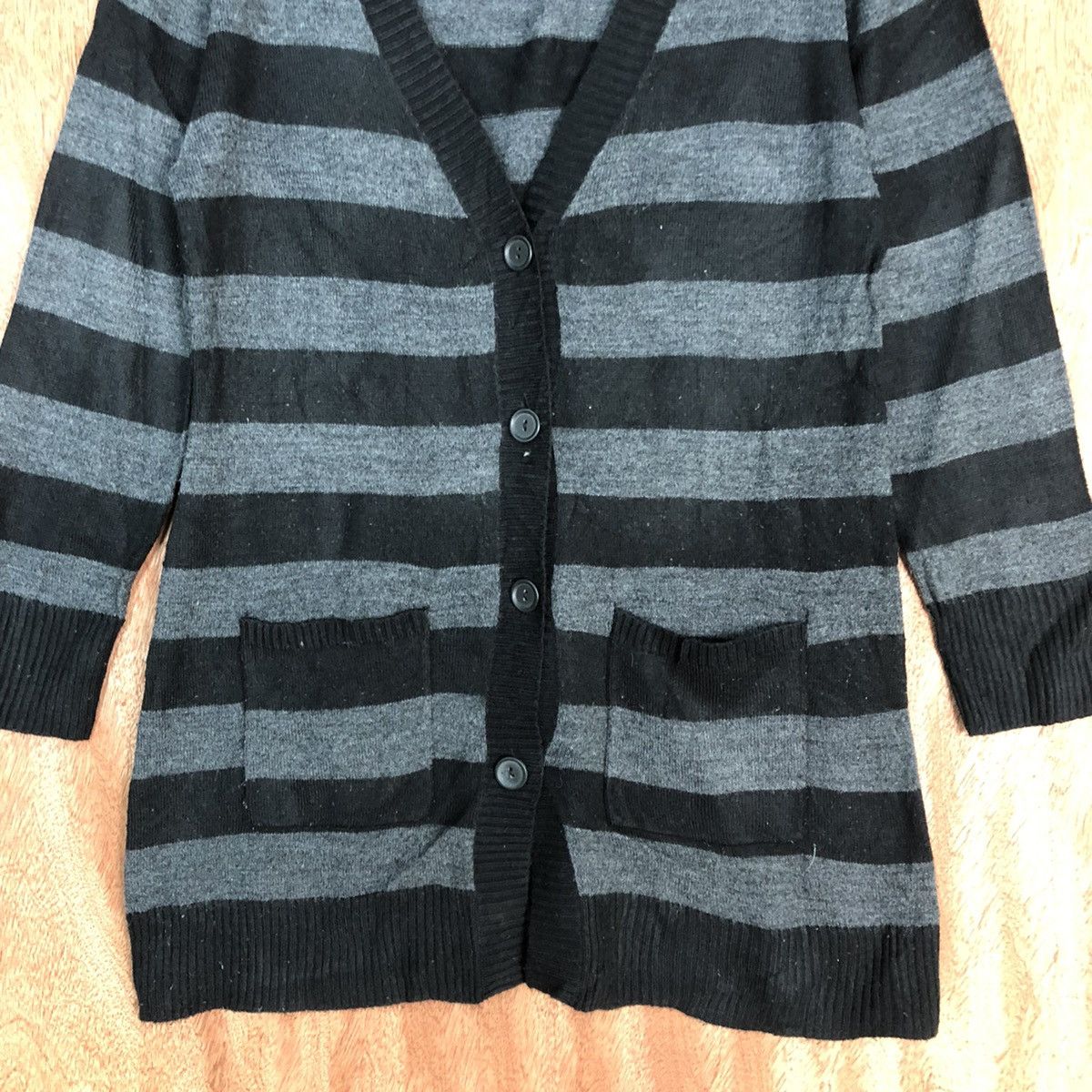 Vintage Skip Angel Black stripe knitwear japan Cardigan #H220 Size US M / EU 48-50 / 2 - 8 Thumbnail