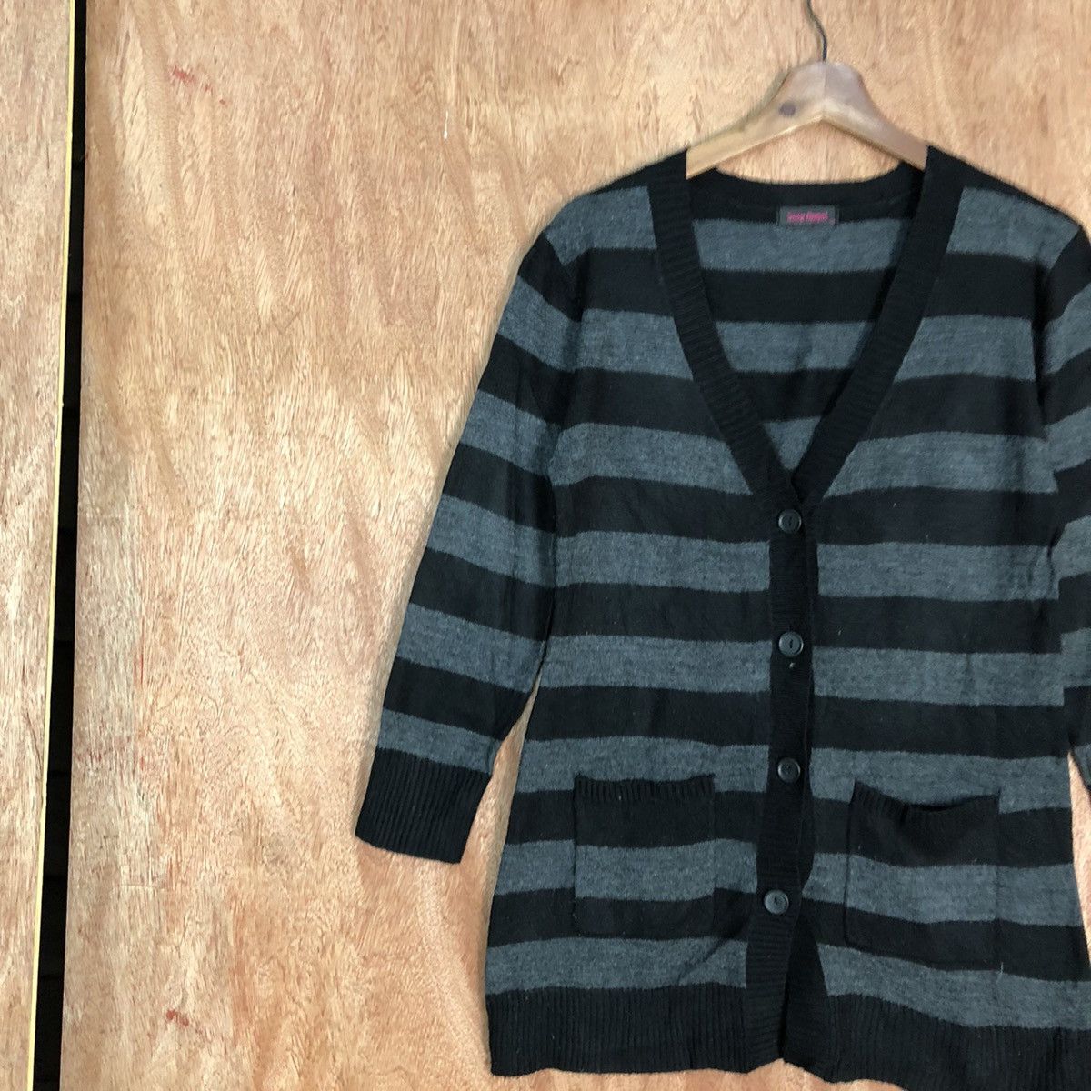 Vintage Skip Angel Black stripe knitwear japan Cardigan #H220 Size US M / EU 48-50 / 2 - 7 Thumbnail