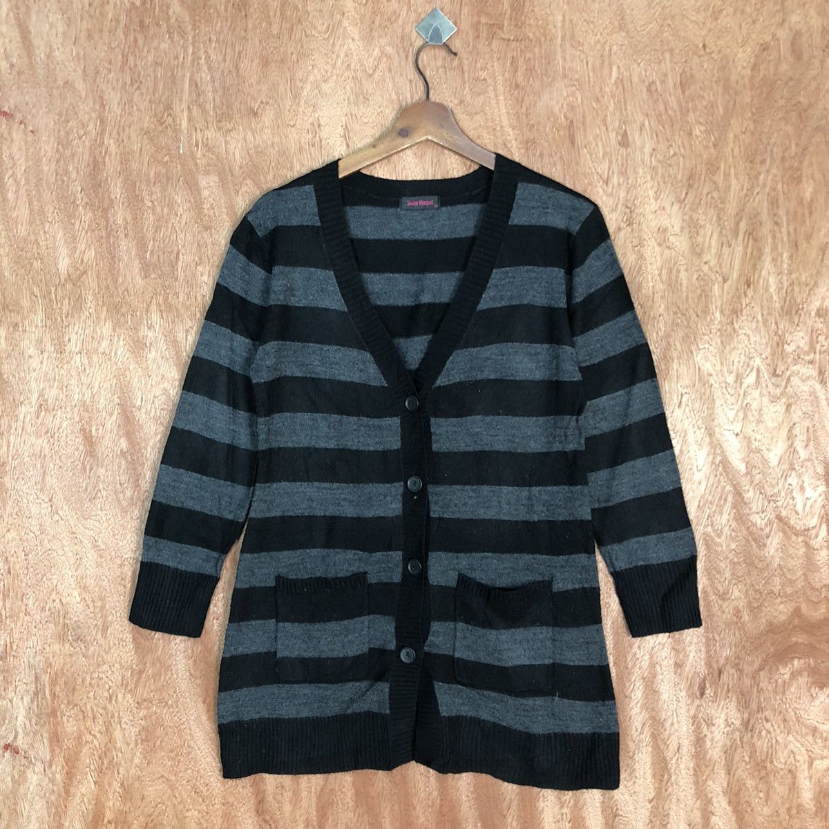 Vintage Skip Angel Black stripe knitwear japan Cardigan #H220 Size US M / EU 48-50 / 2 - 3 Thumbnail