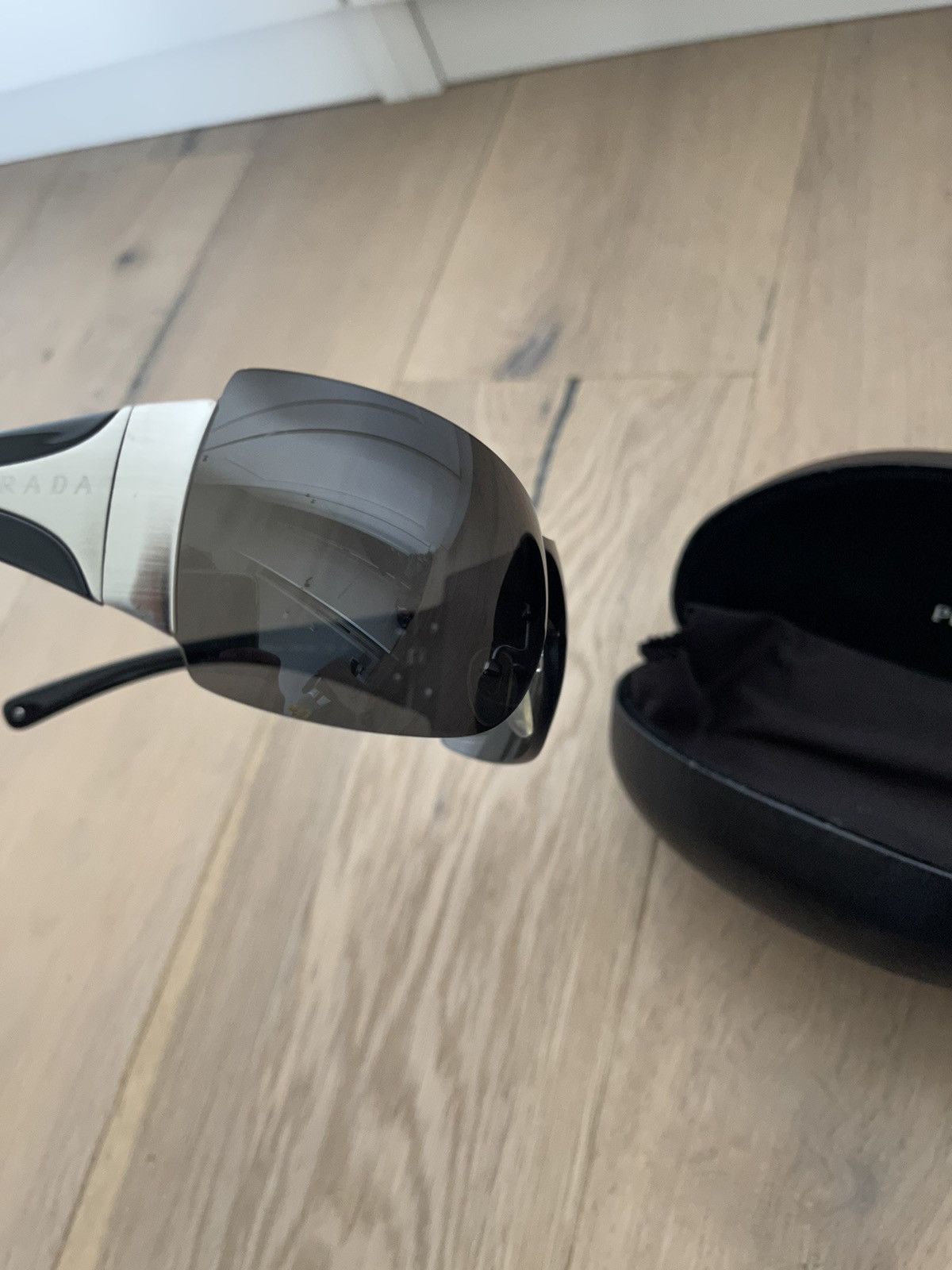 Prada Prada Vintage Chrome Black Sunglasses Size ONE SIZE - 9 Thumbnail