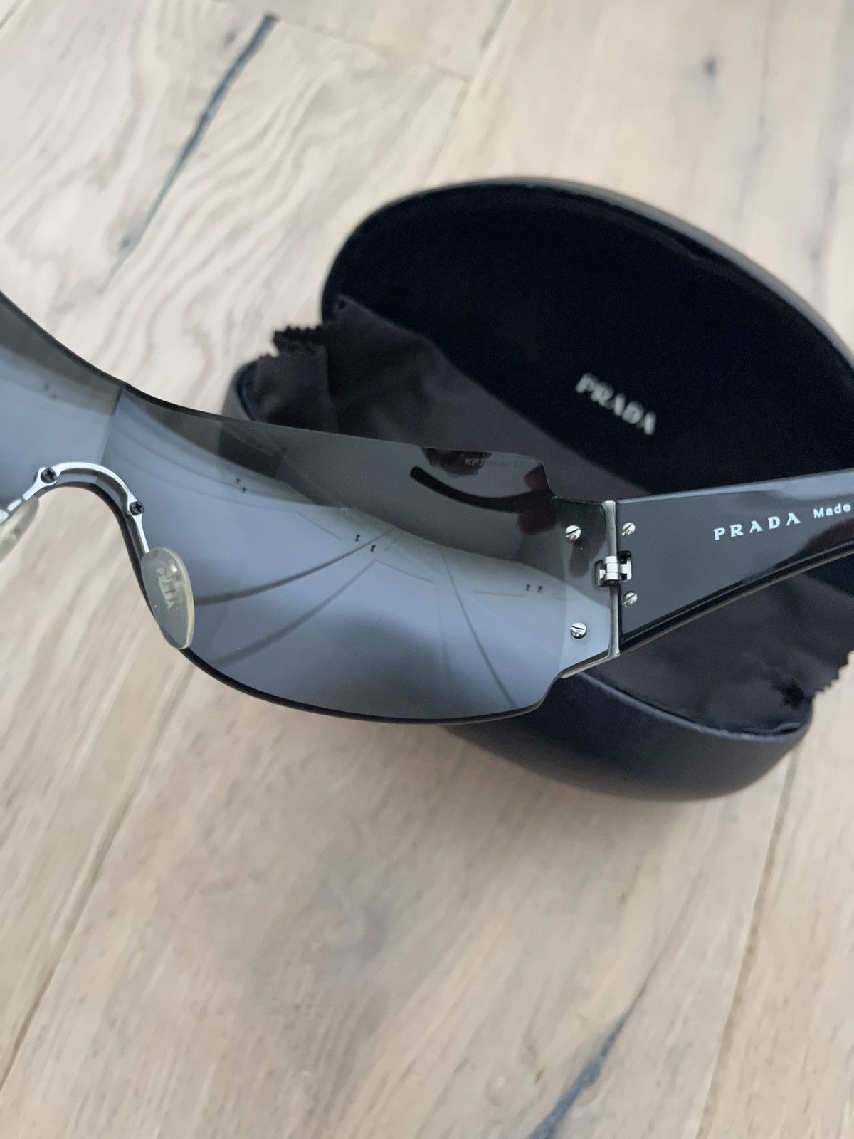 Prada Prada Vintage Chrome Black Sunglasses Size ONE SIZE - 7 Thumbnail