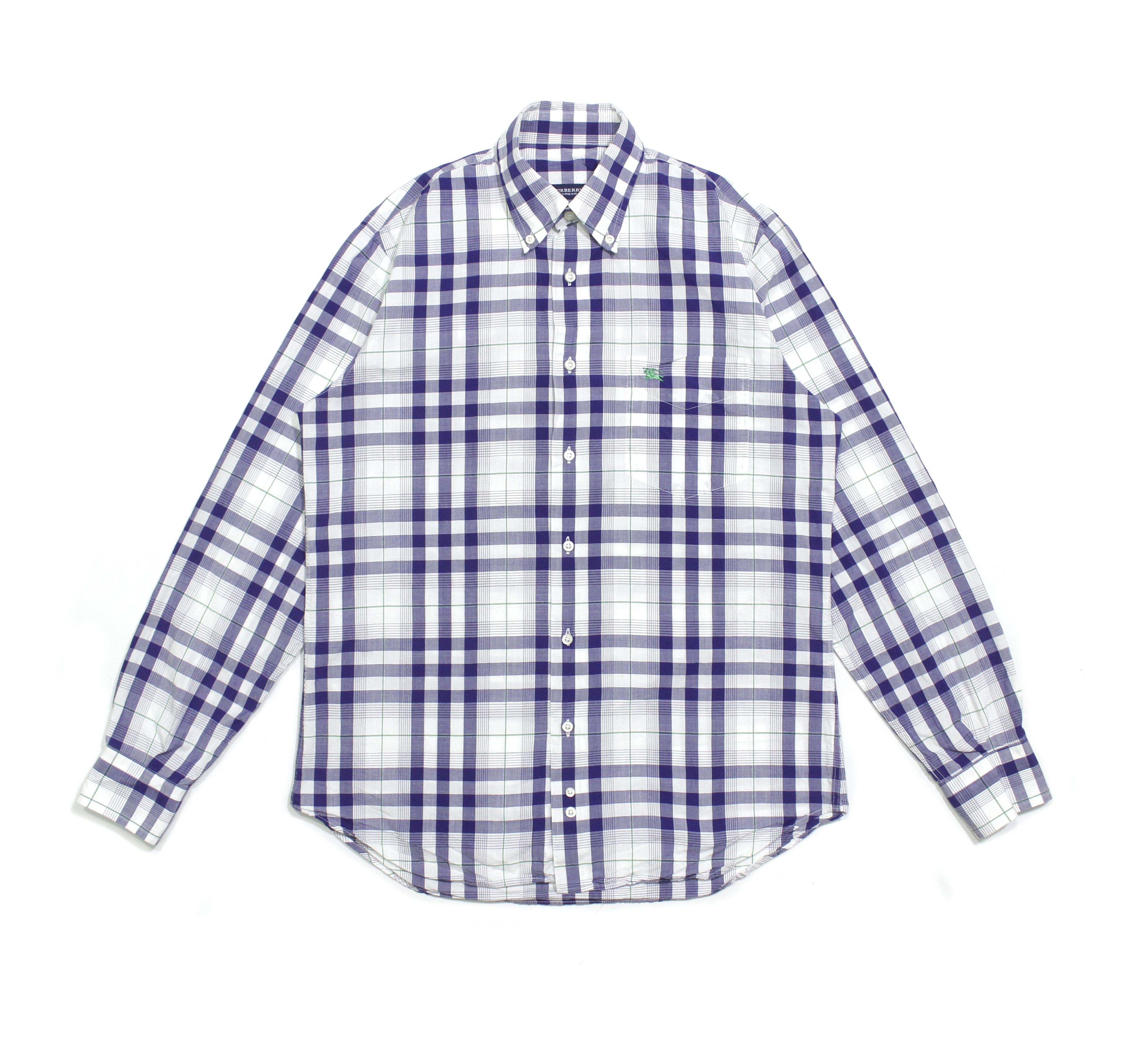 Burberry Nova Check Logo Navy Shirt Vintage Size US S / EU 44-46 / 1 - 1 Thumbnail