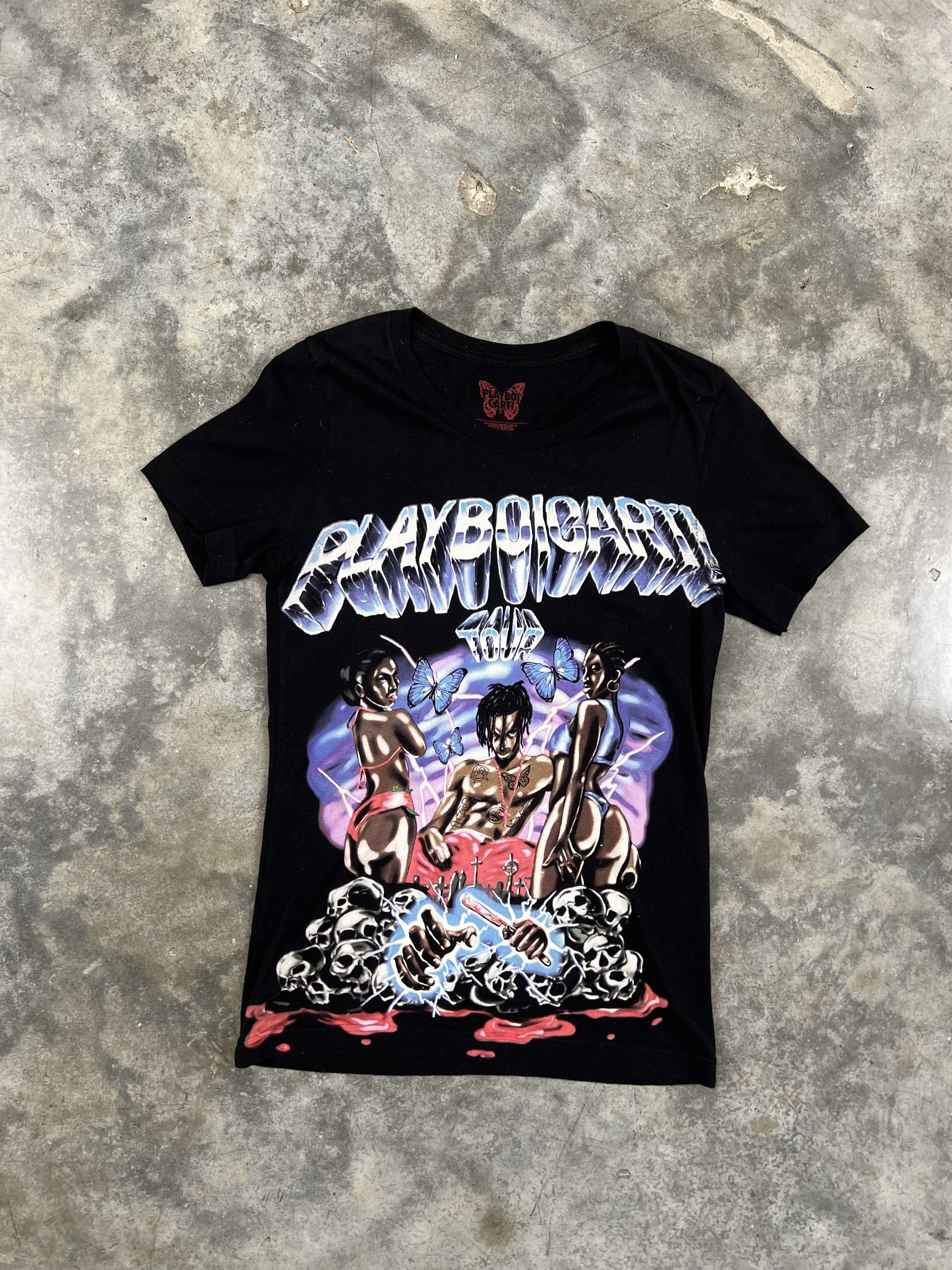 image of Playboi Carti Magnolia Airbrushed Album Tee Black Xs, Men's