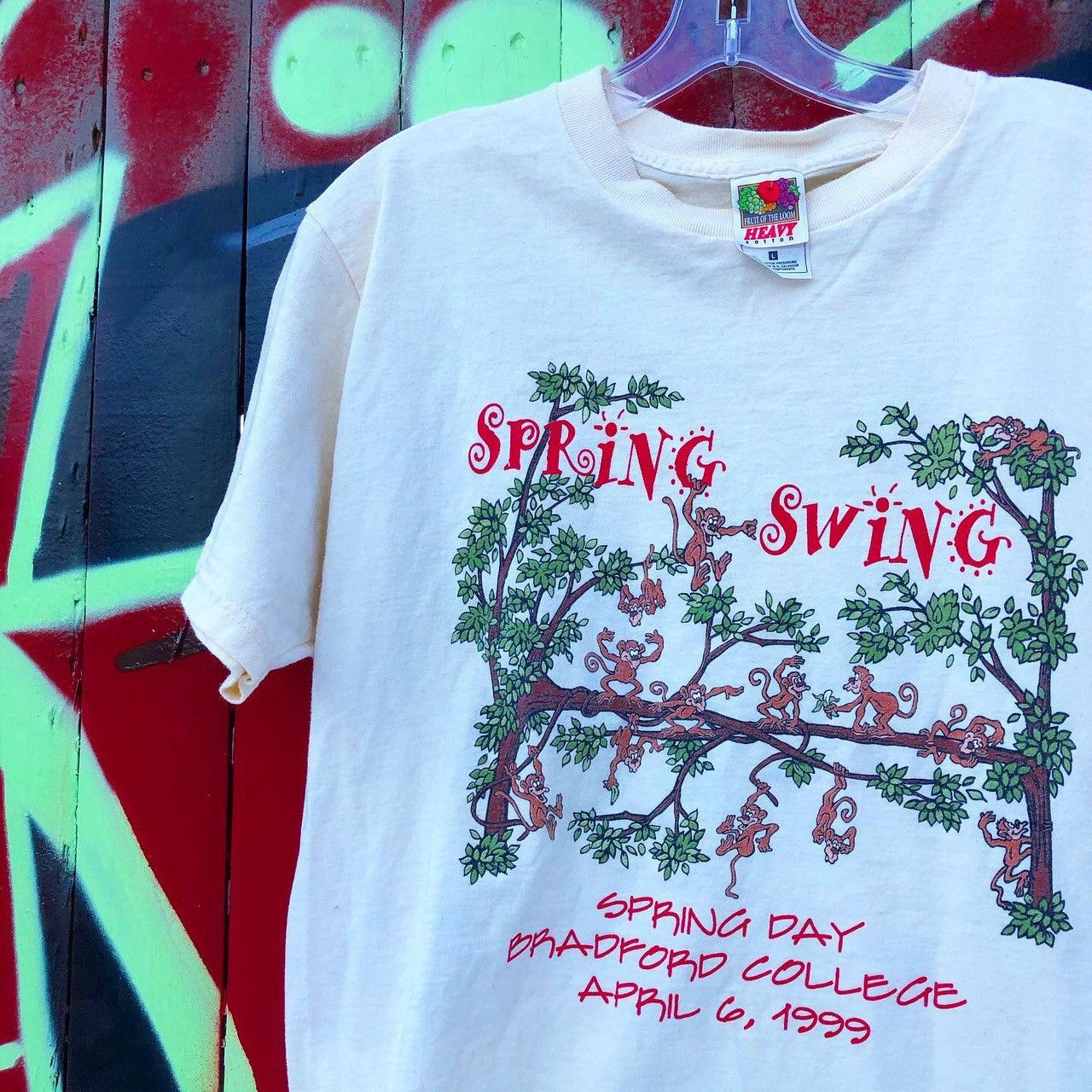 Fruit Of The Loom × Vintage 1999 College Spring Break Monkey T 90s animal jungle nature Size US L / EU 52-54 / 3 - 1 Thumbnail