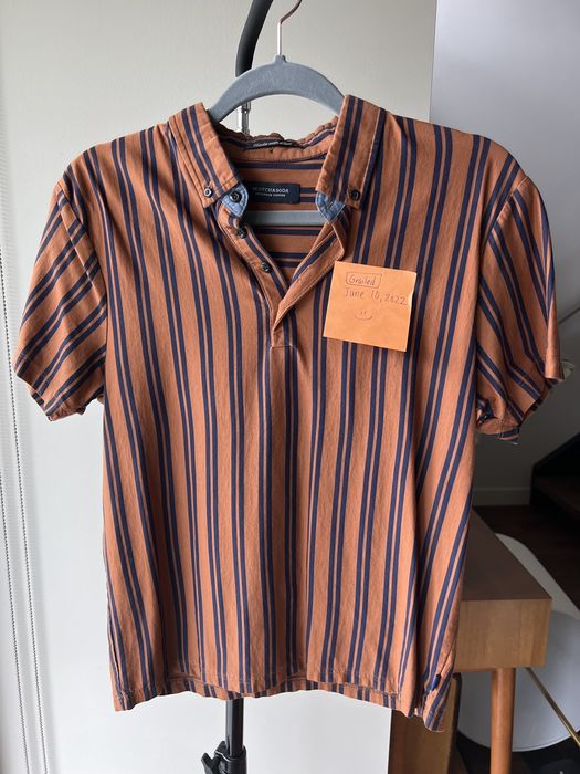 Scotch & Soda Scotch & Soda Orange and Blue Vertical Stripe Henley Polo ...