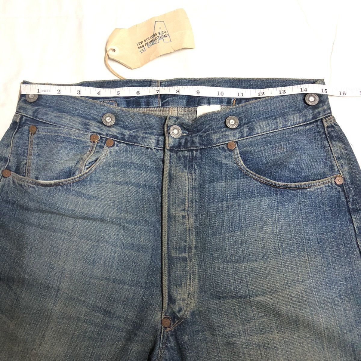 Levi's × Levi's Vintage Clothing Vintage Levi’s LVC 1st Blue Jean Selvedge Buckleback Denim Size US 30 / EU 46 - 9 Thumbnail