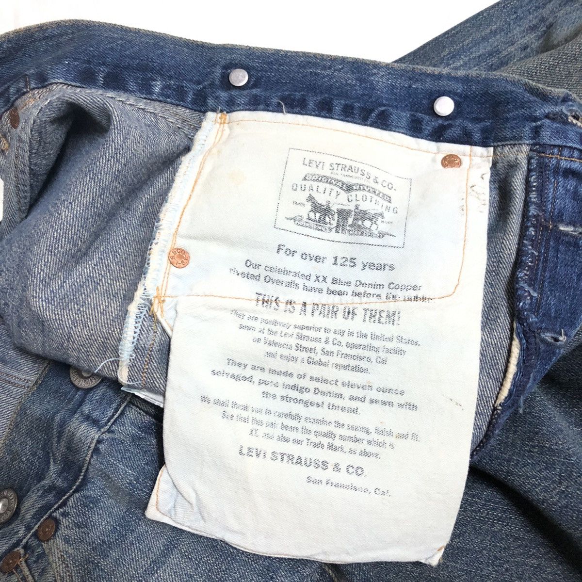 Levi's × Levi's Vintage Clothing Vintage Levi’s LVC 1st Blue Jean Selvedge Buckleback Denim Size US 30 / EU 46 - 4 Thumbnail