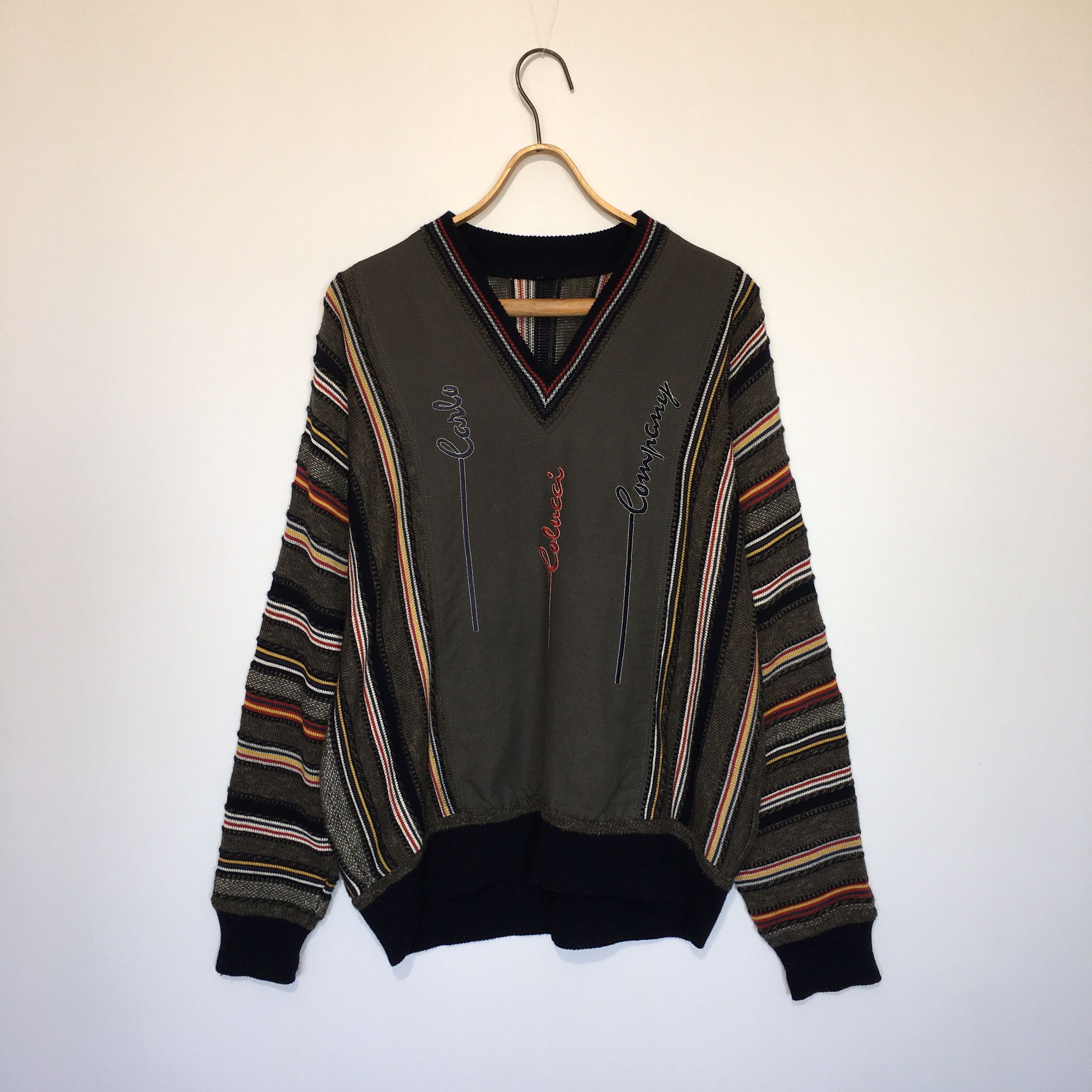 Carlo Colucci Vintage 90s Coogi Style Multicolor Sweater