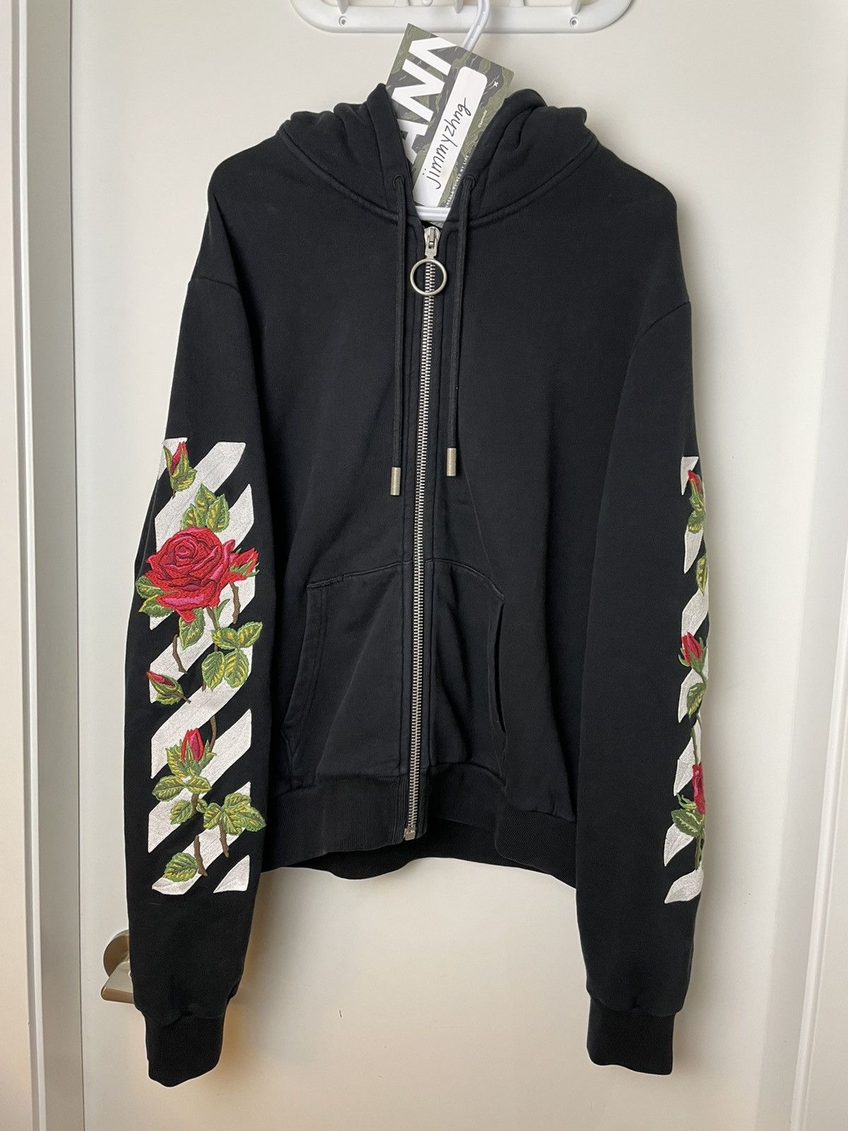 Off White Off White Rose Embroidered Zip Up Hoodie Grailed