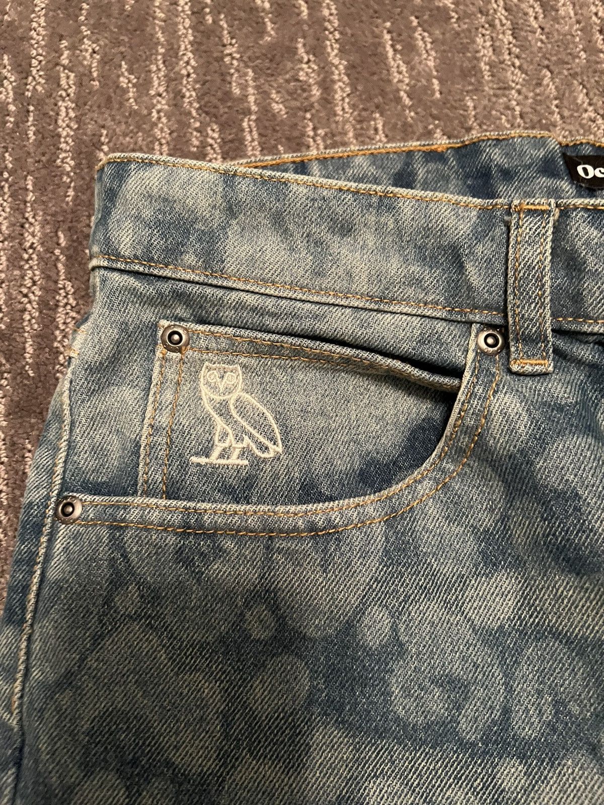 Octobers Very Own OVO Leopard Print Denim Light Indigo | Grailed