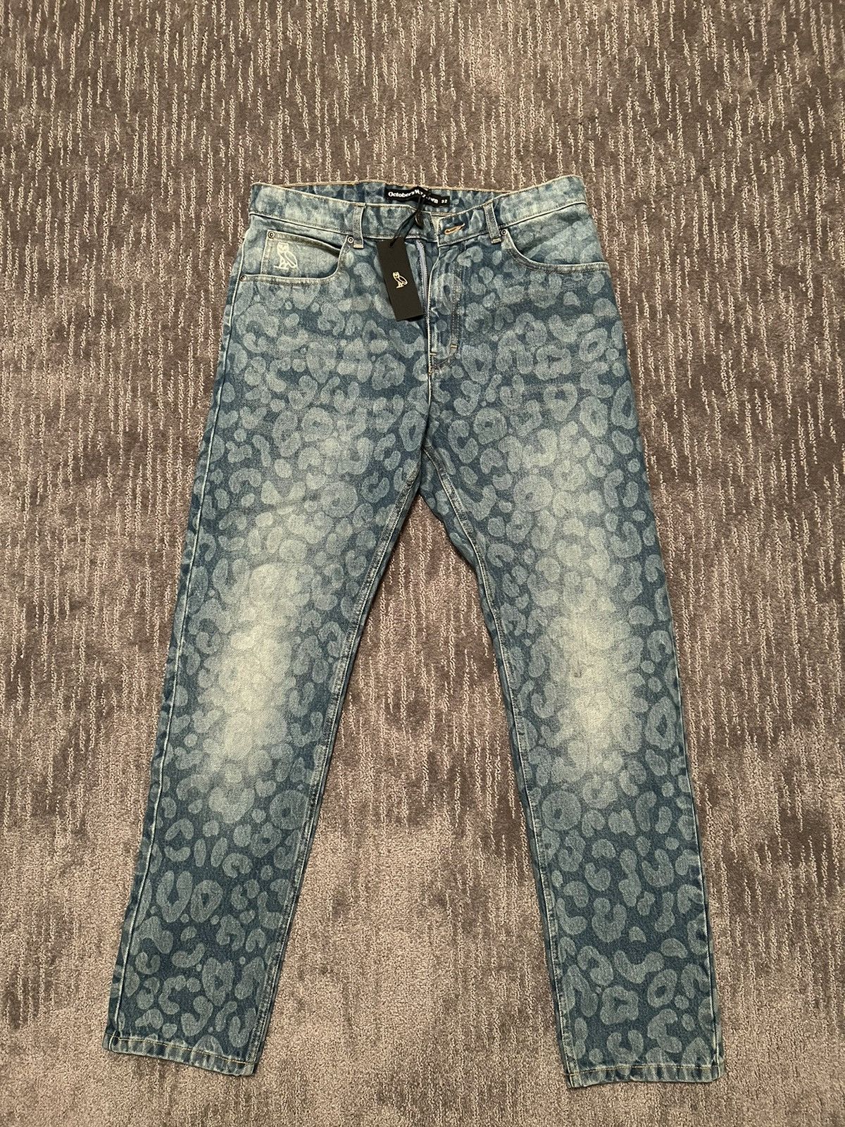 Octobers Very Own OVO Leopard Print Denim Light Indigo | Grailed