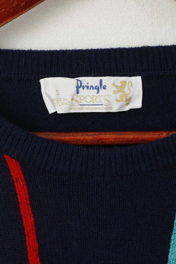 Vintage Pringle Sports Men S Jumper Navy Striped New Wool 1499 Size US S / EU 44-46 / 1 - 5 Thumbnail