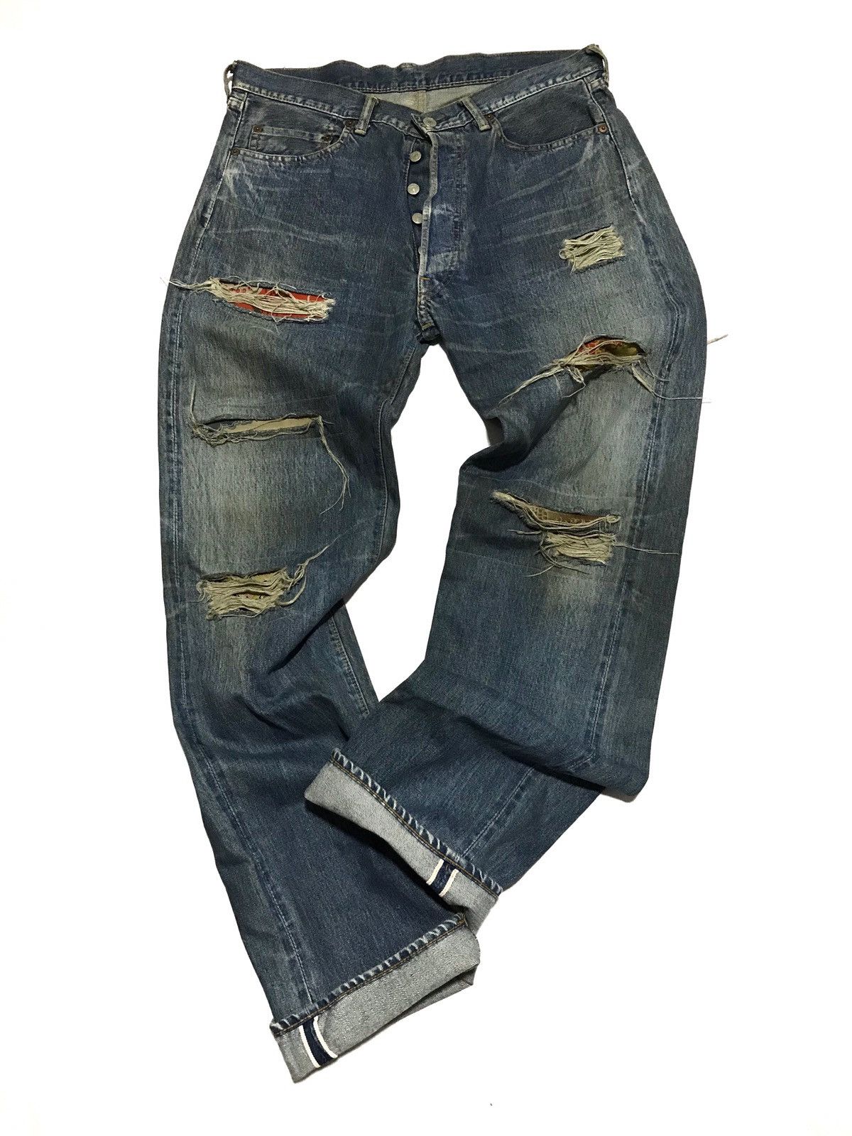 Y's for Men × Yohji Yamamoto 🔥RARE🔥Y's For Men Patchwork Distressed Selvedge jeans Size US 35 - 3 Thumbnail