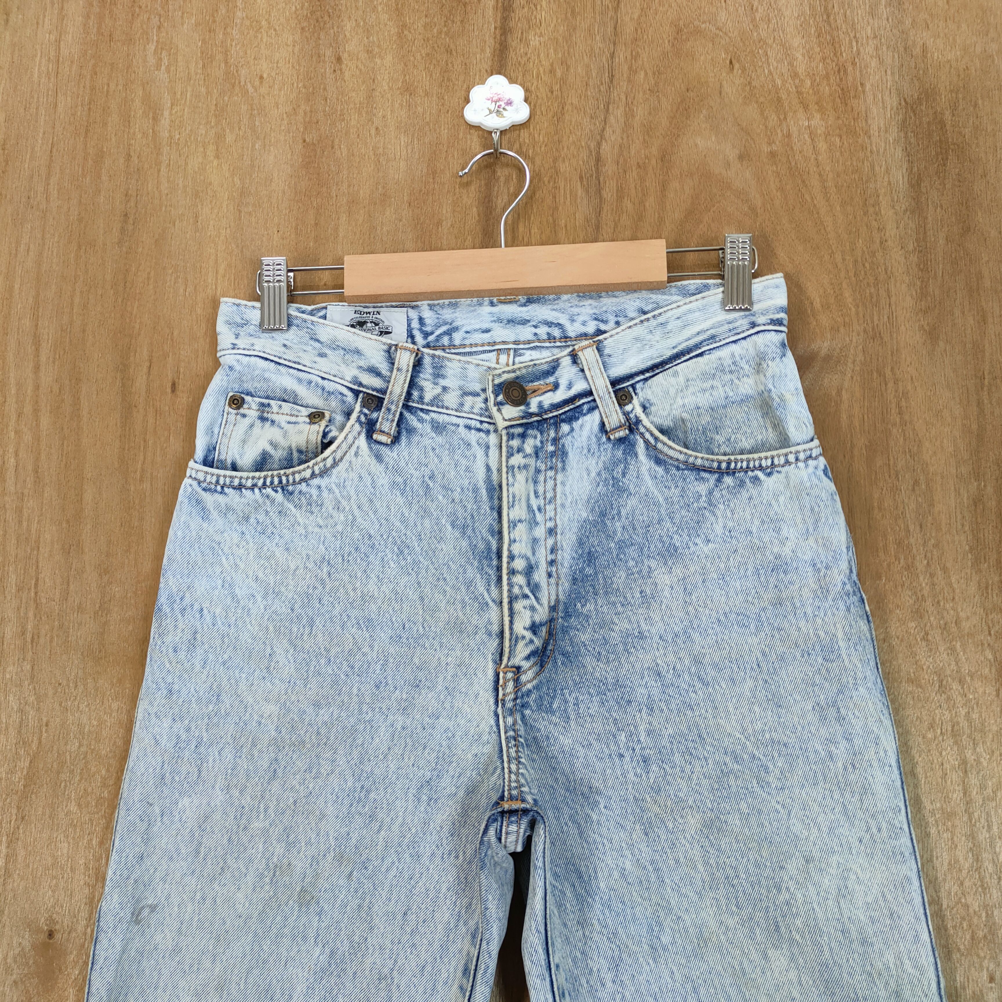 Edwin VINTAGE 90' EDWIN LIGHT BLUE ACID WASH JEANS PANTS Size US 28 / EU 44 - 2 Thumbnail