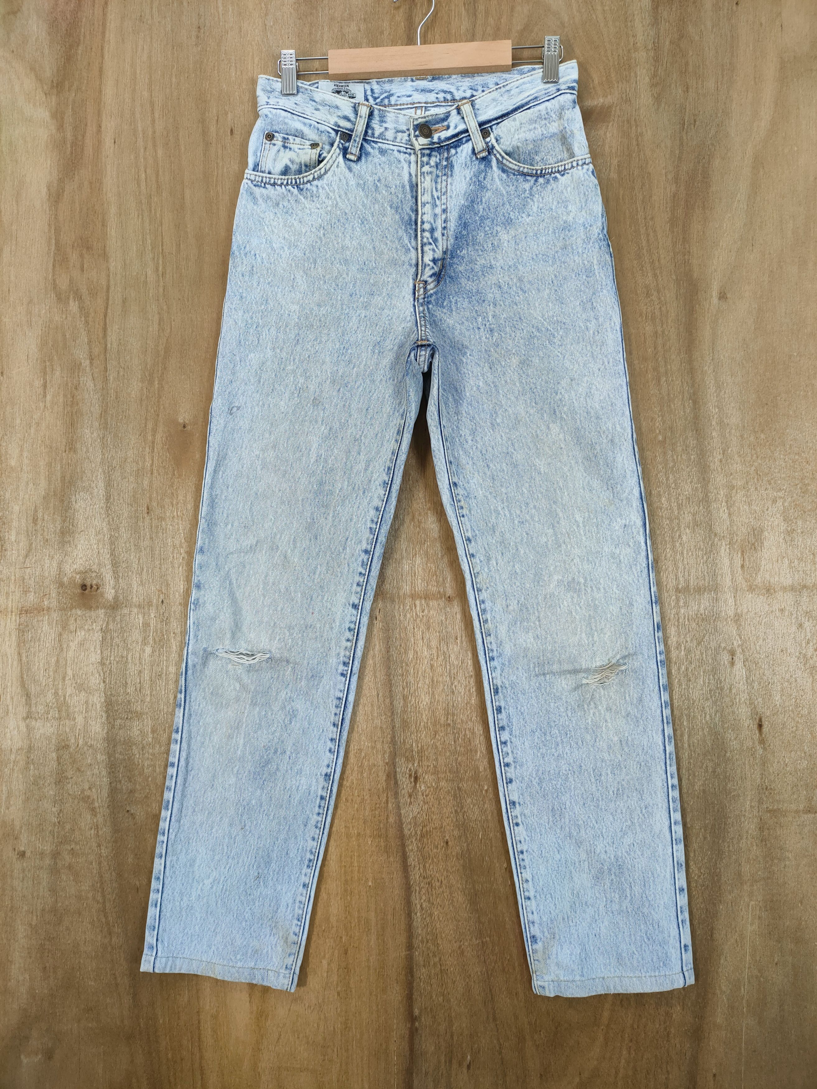 Edwin VINTAGE 90' EDWIN LIGHT BLUE ACID WASH JEANS PANTS Size US 28 / EU 44 - 1 Thumbnail