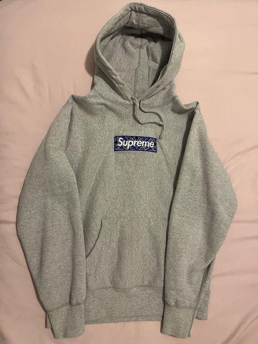 Supreme bandana box logo online hooded sweatshirt heather grey