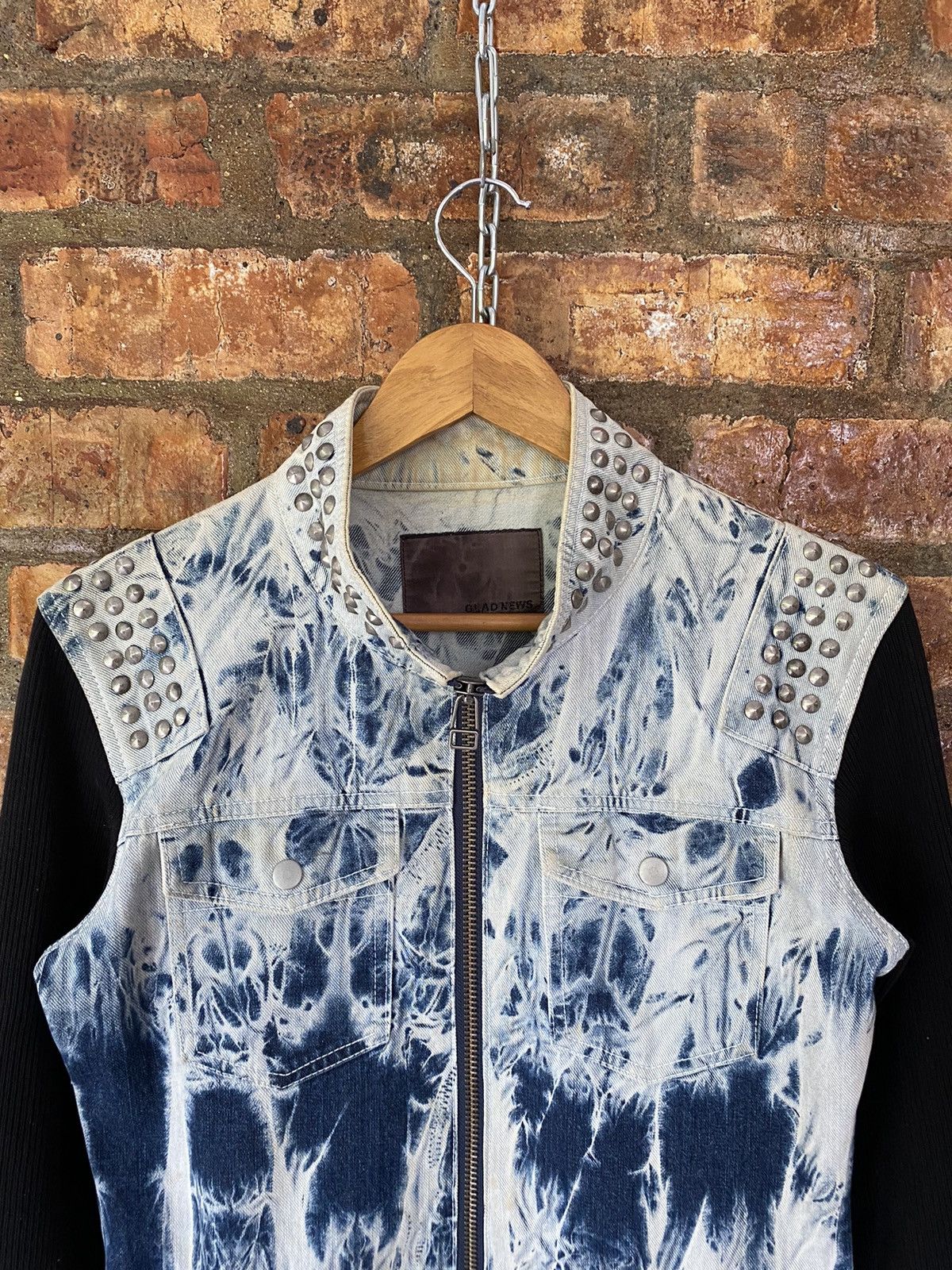 Japanese Brand Glad News japan Studs acids wash hybrid jacket Size US M / EU 48-50 / 2 - 4 Thumbnail