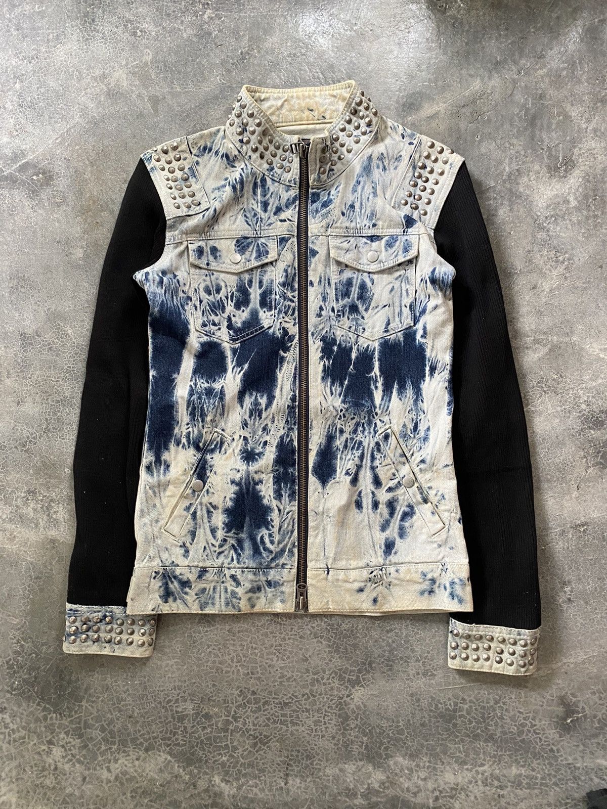 Japanese Brand Glad News japan Studs acids wash hybrid jacket Size US M / EU 48-50 / 2 - 2 Thumbnail