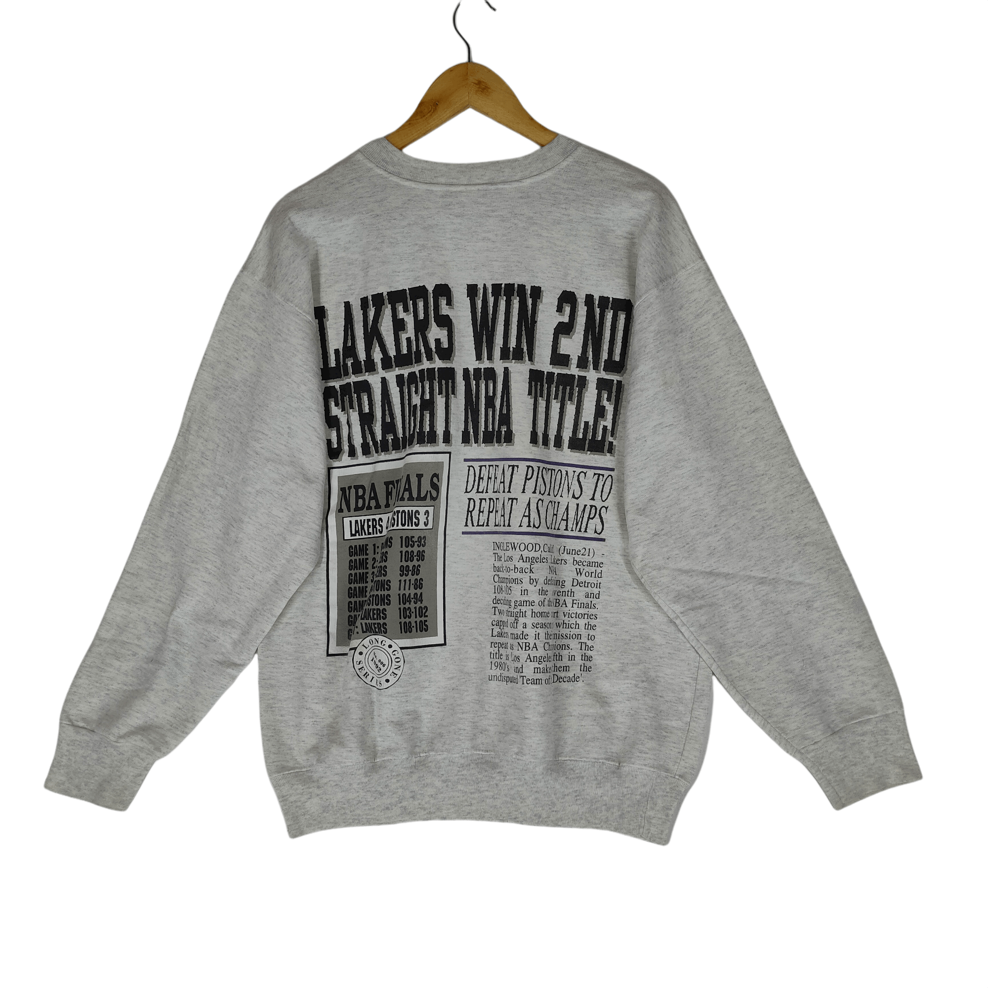 NBA Vintage 90s NBA LAKERS Big Back Logo History USA Sweatshirt Size US L / EU 52-54 / 3 - 1 Thumbnail