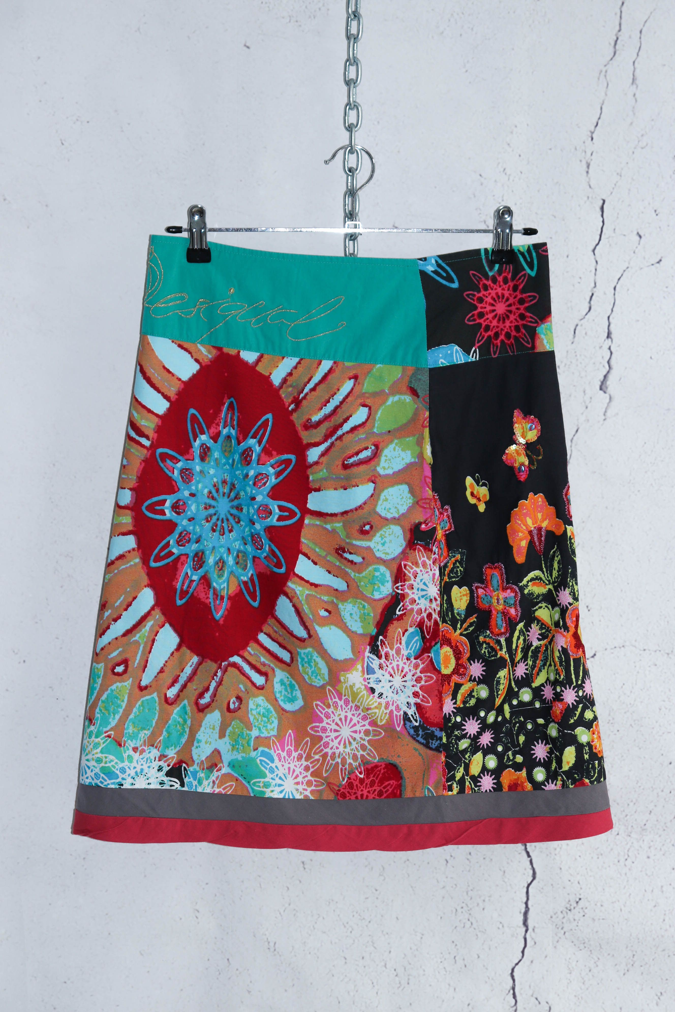 Desigual Desigual Printed Embroidery Acid Milticolor Graphics Skirt Size 25" / US 0 / IT 36 - 1 Thumbnail