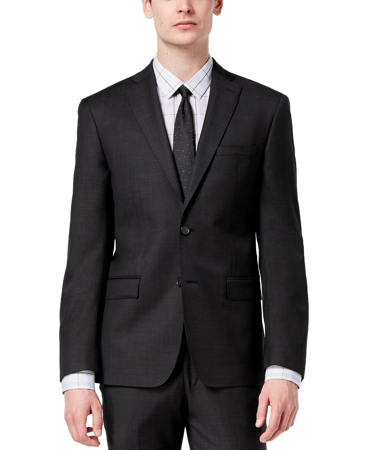 Wool Modern Fit Stretch Textured Suit Jacket