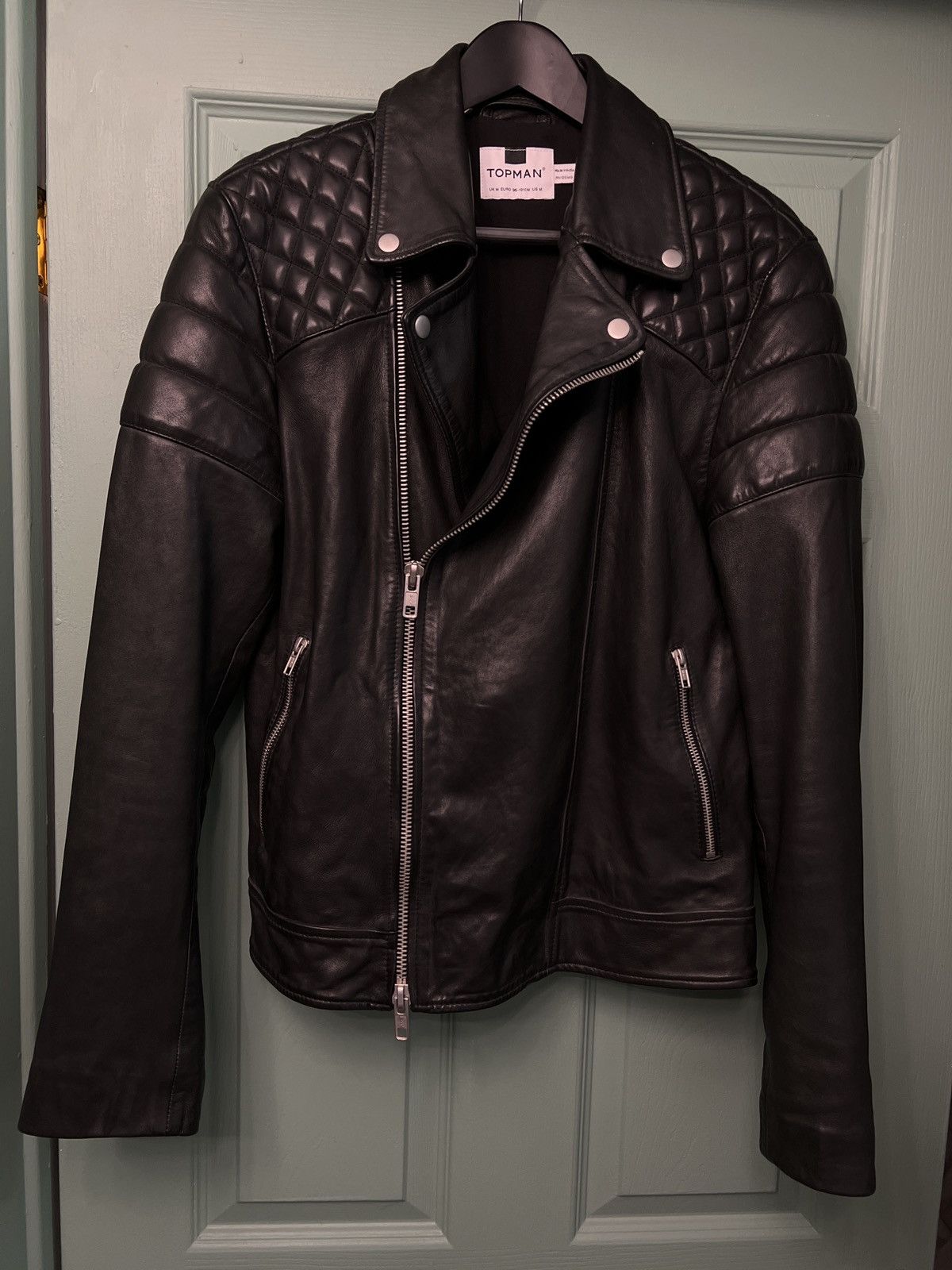 Topman Black Topman Leather Jacket Grailed