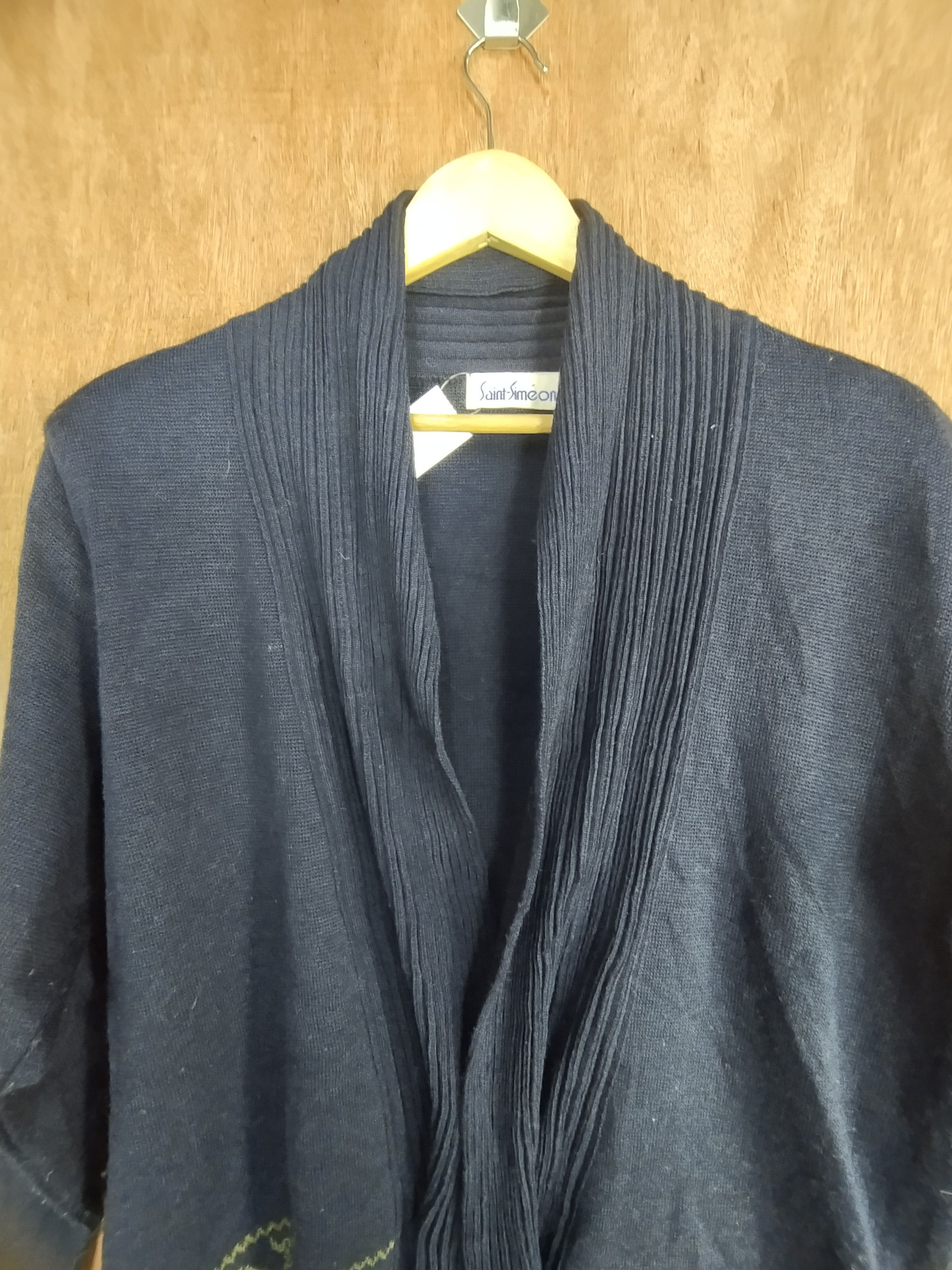 Japanese Brand Saint-Simeon dark blue cardigan knitwear #S026 Size US M / EU 48-50 / 2 - 2 Thumbnail