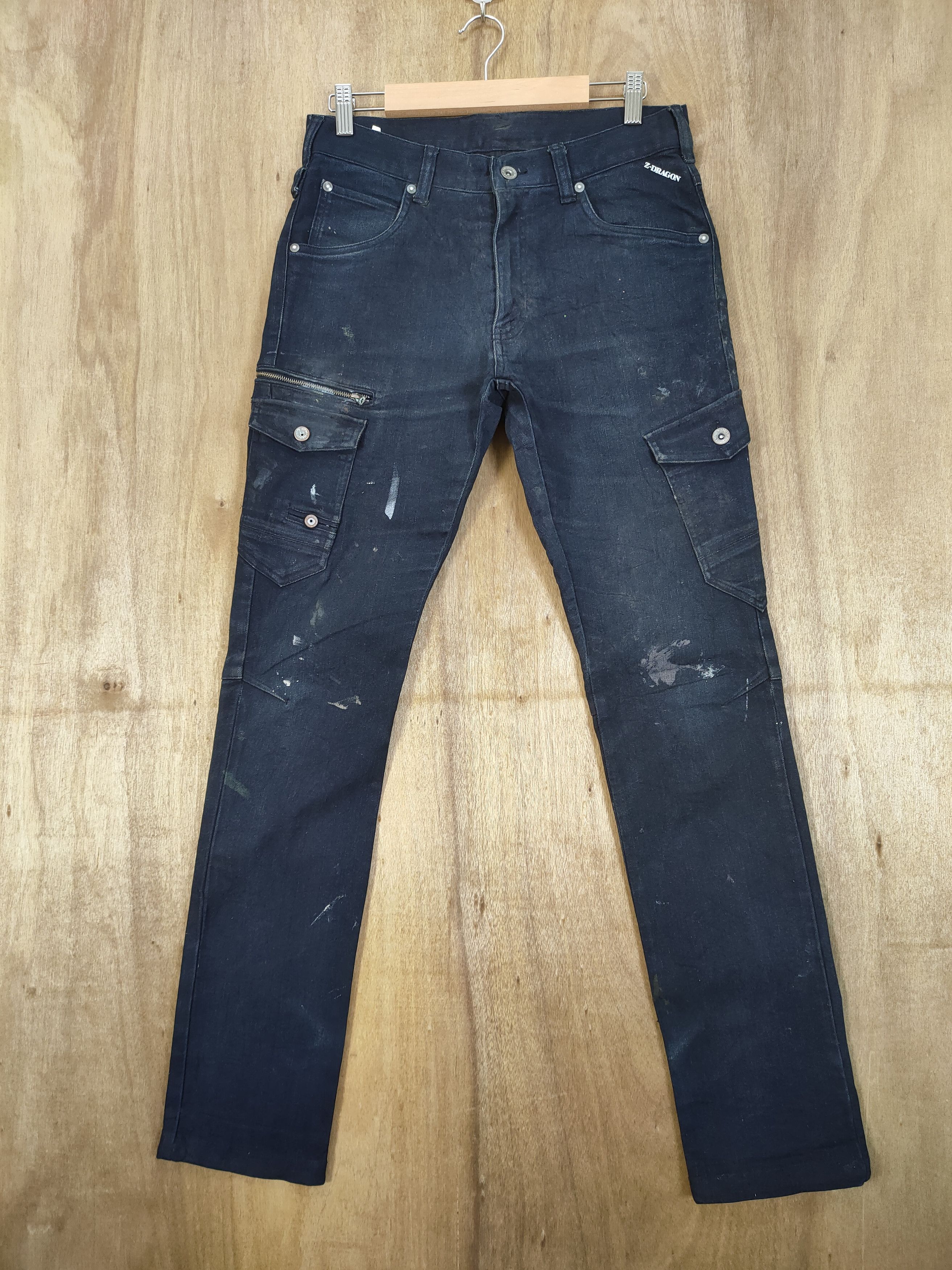 Japanese Brand VINTAGE Z DRAGON SKINNY VINTAGE FADED CARGO PANTS Size US 29 - 1 Thumbnail