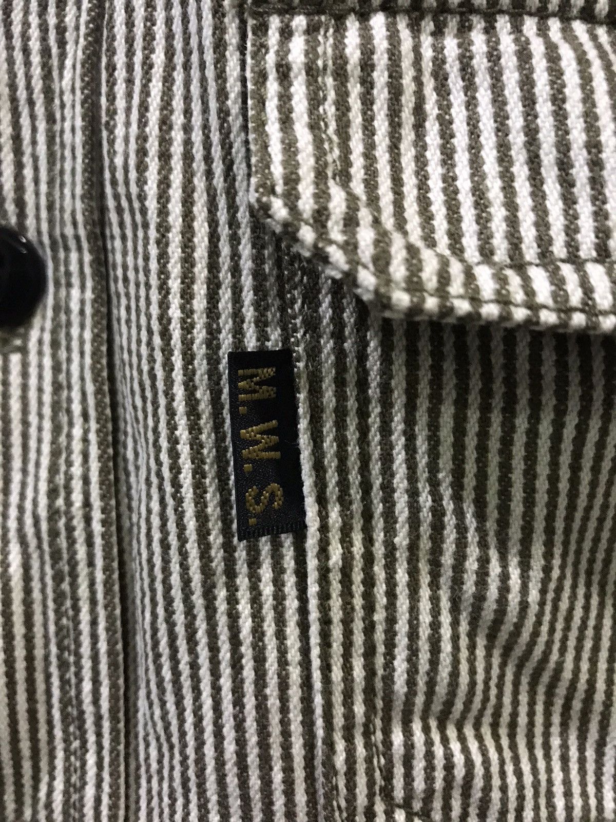 Japanese Brand MWS Japan Biker Spell Out Logo Hickory Shirt Size US M / EU 48-50 / 2 - 11 Thumbnail