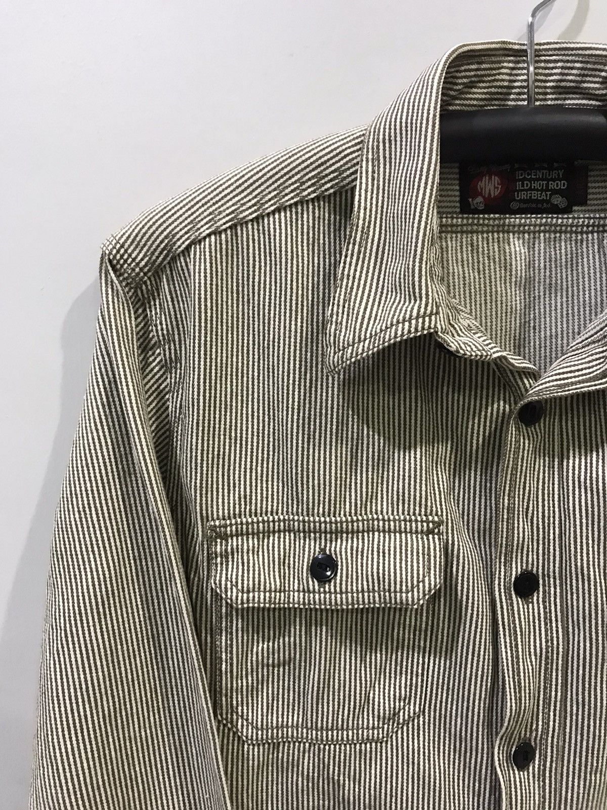 Japanese Brand MWS Japan Biker Spell Out Logo Hickory Shirt Size US M / EU 48-50 / 2 - 7 Thumbnail