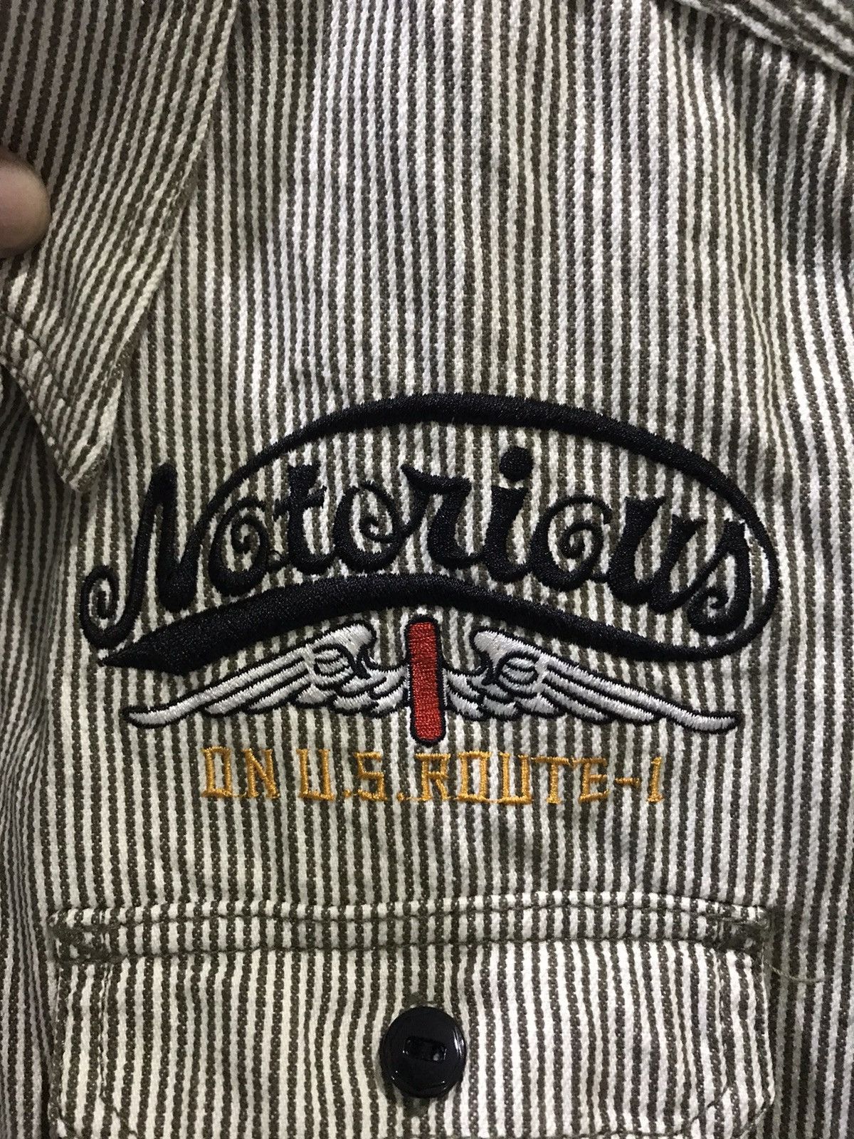 Japanese Brand MWS Japan Biker Spell Out Logo Hickory Shirt Size US M / EU 48-50 / 2 - 10 Thumbnail