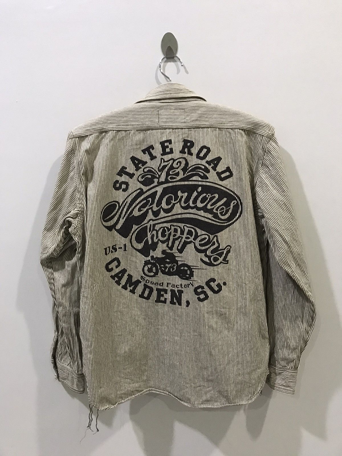Japanese Brand MWS Japan Biker Spell Out Logo Hickory Shirt Size US M / EU 48-50 / 2 - 3 Thumbnail