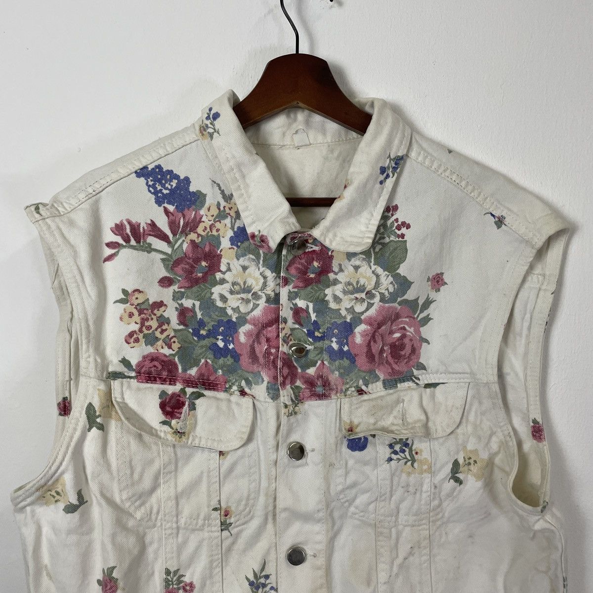 Japanese Brand Vintage Dibari Flowers Designer Sleeveless Denim Jacket Size US M / EU 48-50 / 2 - 2 Thumbnail