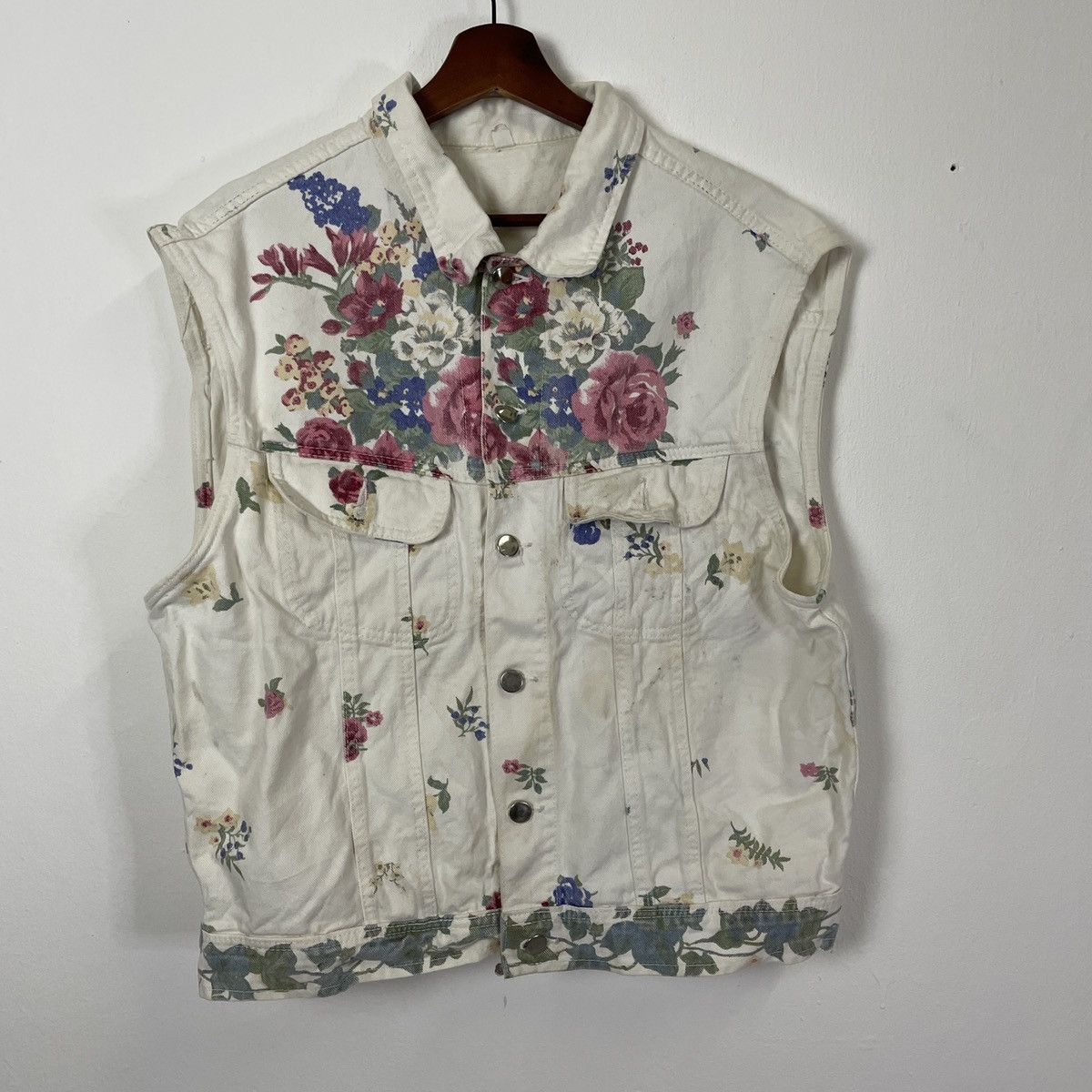 Japanese Brand Vintage Dibari Flowers Designer Sleeveless Denim Jacket Size US M / EU 48-50 / 2 - 1 Thumbnail