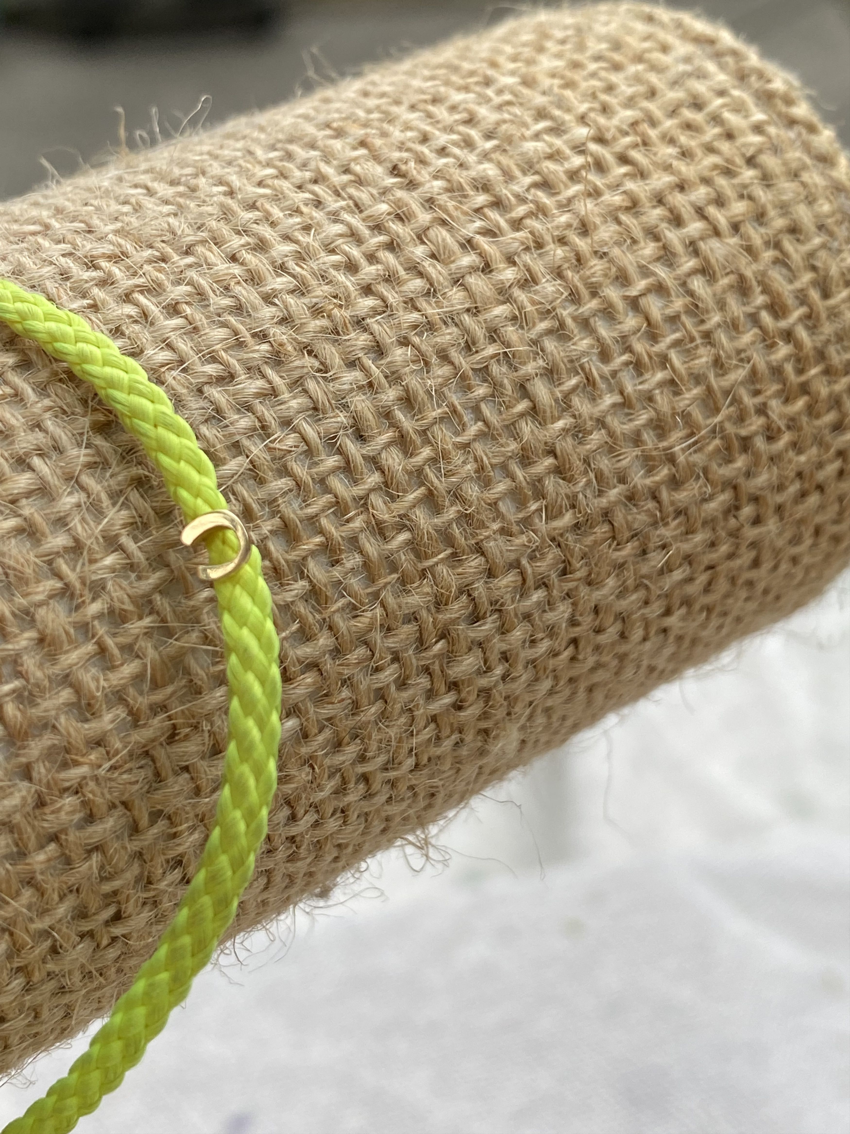 image of Luis Morais 14K Gold & Cord Bracelet Fluoro Yellow With Horseshoe Charm in Flourescent Yellow, Men'