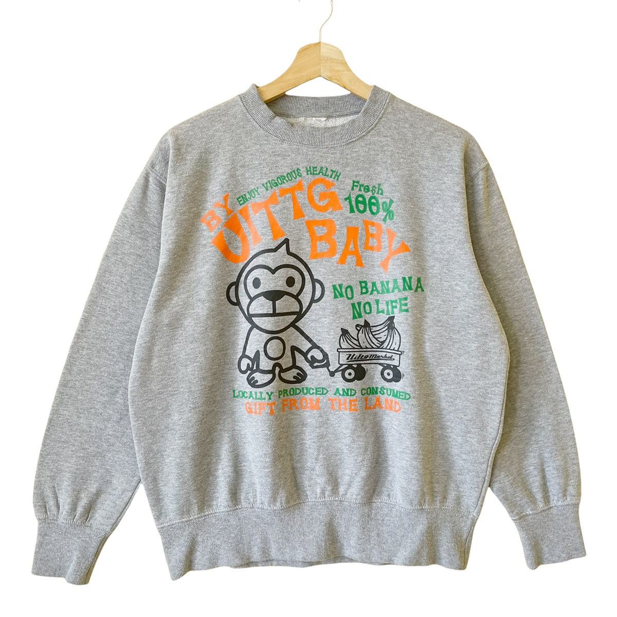 Japanese Brand UITTG Baby No Banana No Life Crewneck Sweatshirt Size M Size US M / EU 48-50 / 2 - 1 Thumbnail