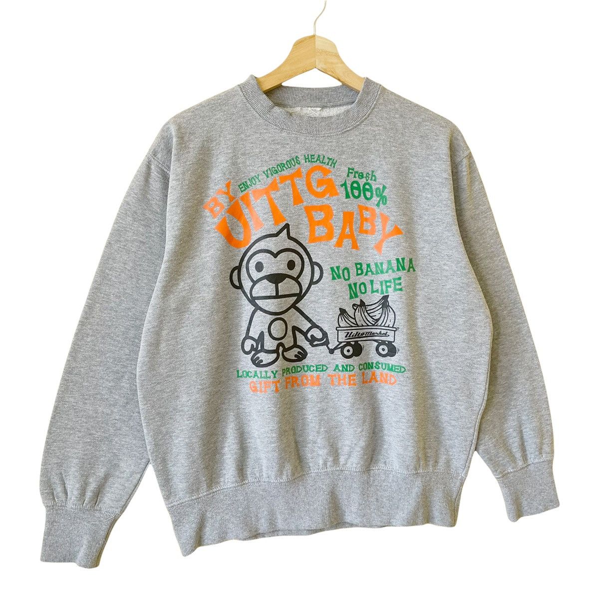 Japanese Brand UITTG Baby No Banana No Life Crewneck Sweatshirt Size M Size US M / EU 48-50 / 2 - 2 Thumbnail