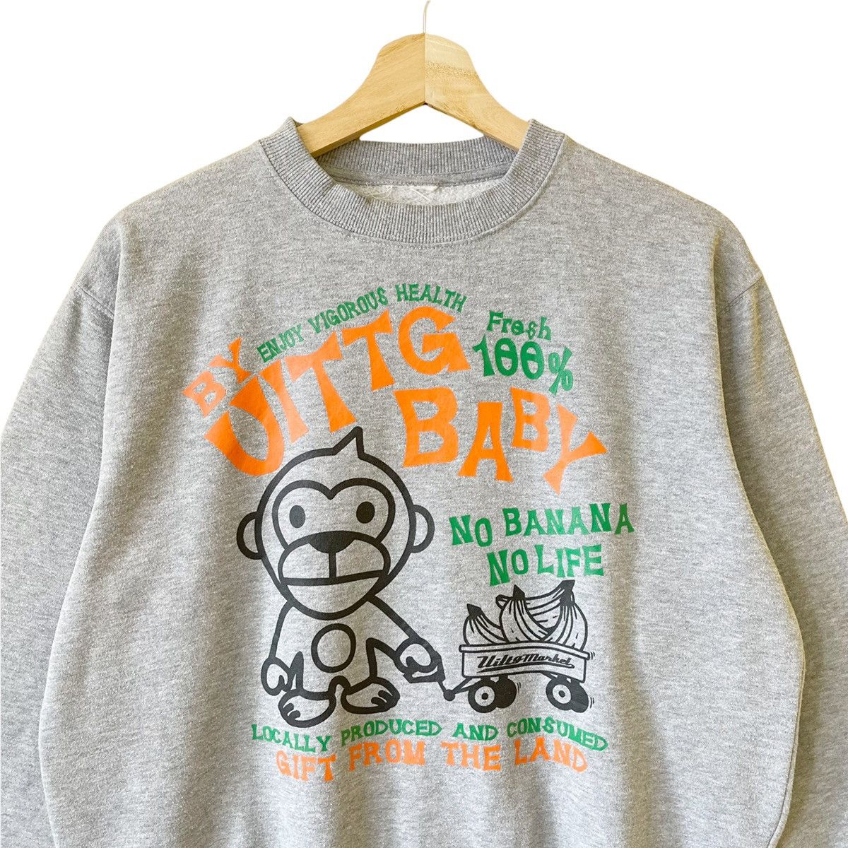 Japanese Brand UITTG Baby No Banana No Life Crewneck Sweatshirt Size M Size US M / EU 48-50 / 2 - 4 Thumbnail
