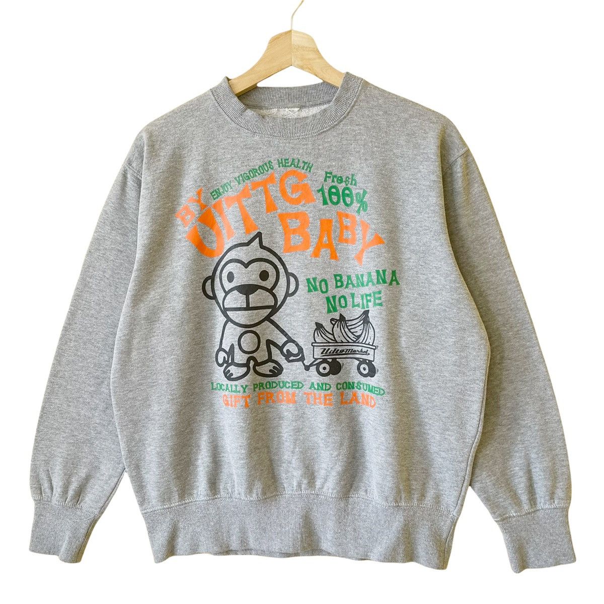 Japanese Brand UITTG Baby No Banana No Life Crewneck Sweatshirt Size M Size US M / EU 48-50 / 2 - 3 Thumbnail
