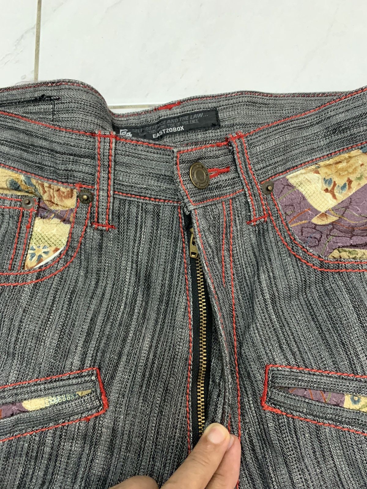 Designer East20box denim pant art Japan design mutipocket Size US 31 - 6 Thumbnail