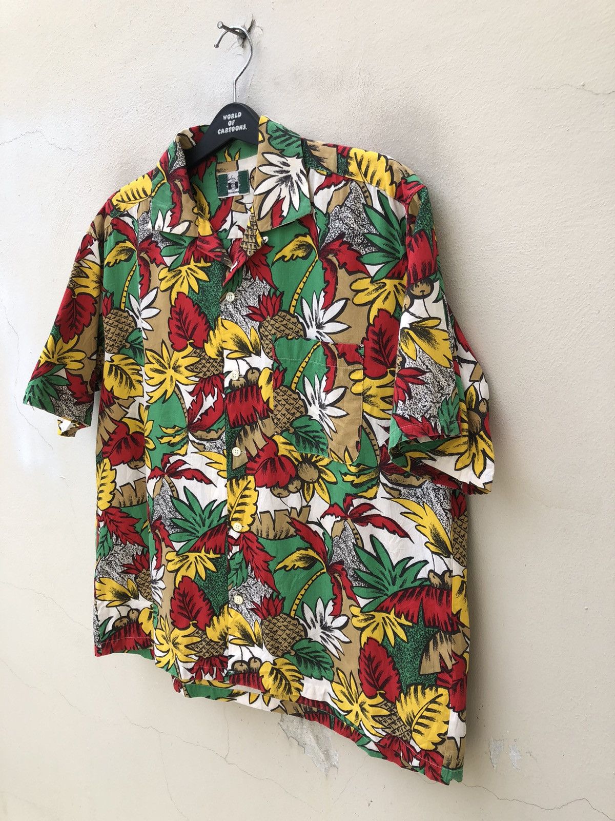 Vintage Vintage 90s PUSH Japan Open Collar Baggy Hawaiian Shirt Size US L / EU 52-54 / 3 - 6 Thumbnail