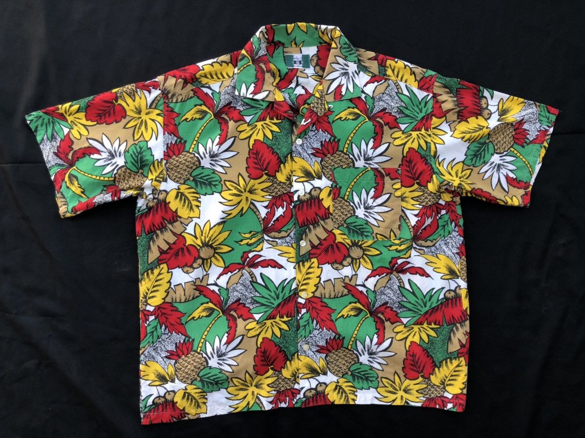 Vintage Vintage 90s PUSH Japan Open Collar Baggy Hawaiian Shirt Size US L / EU 52-54 / 3 - 1 Thumbnail
