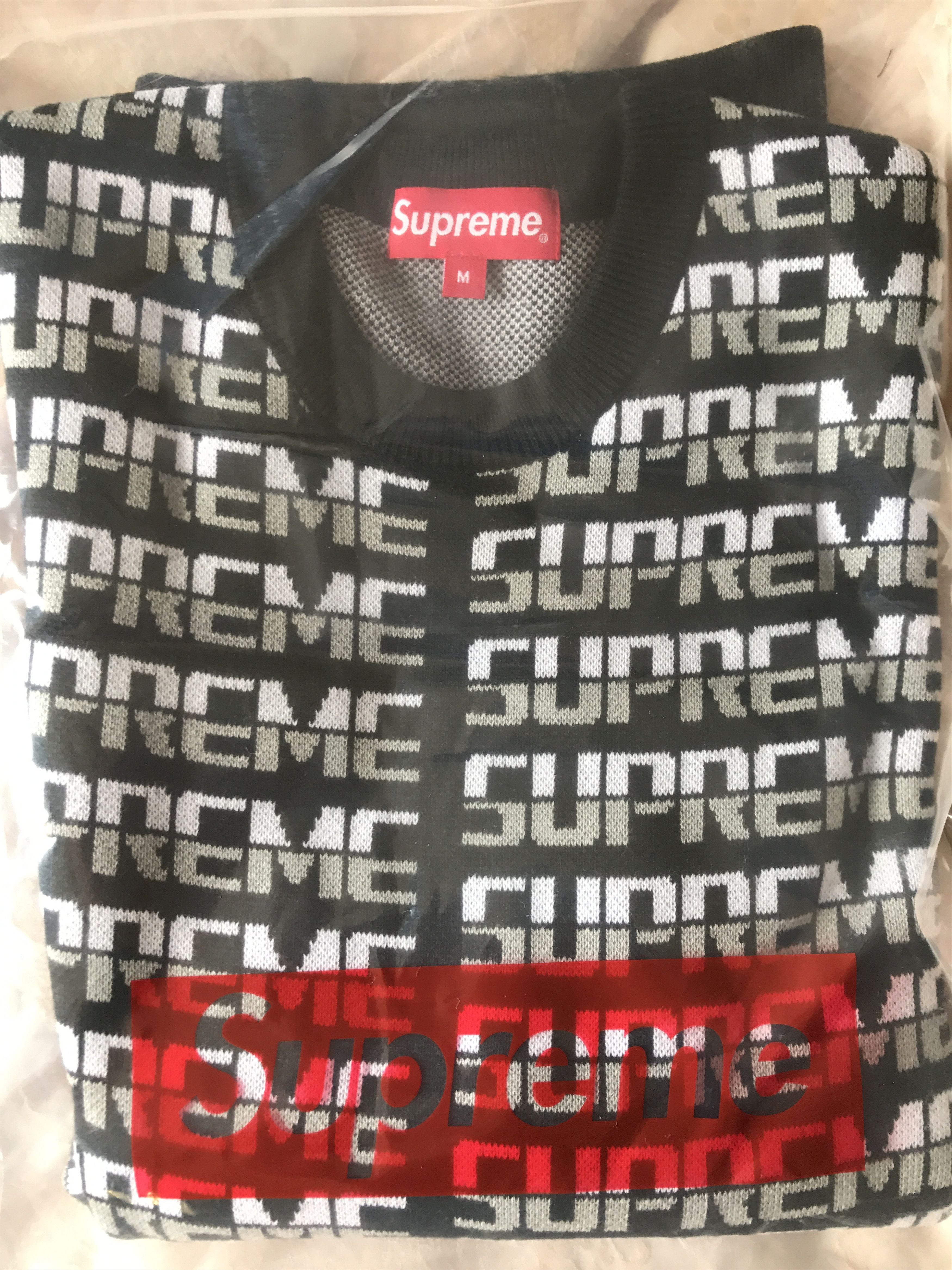 Supreme Repeat Sweater Black | Grailed