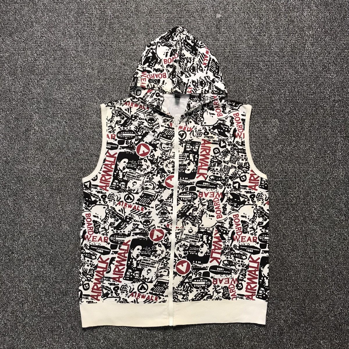 Vintage Airwalk All Over Print Sleeveless Hoodie